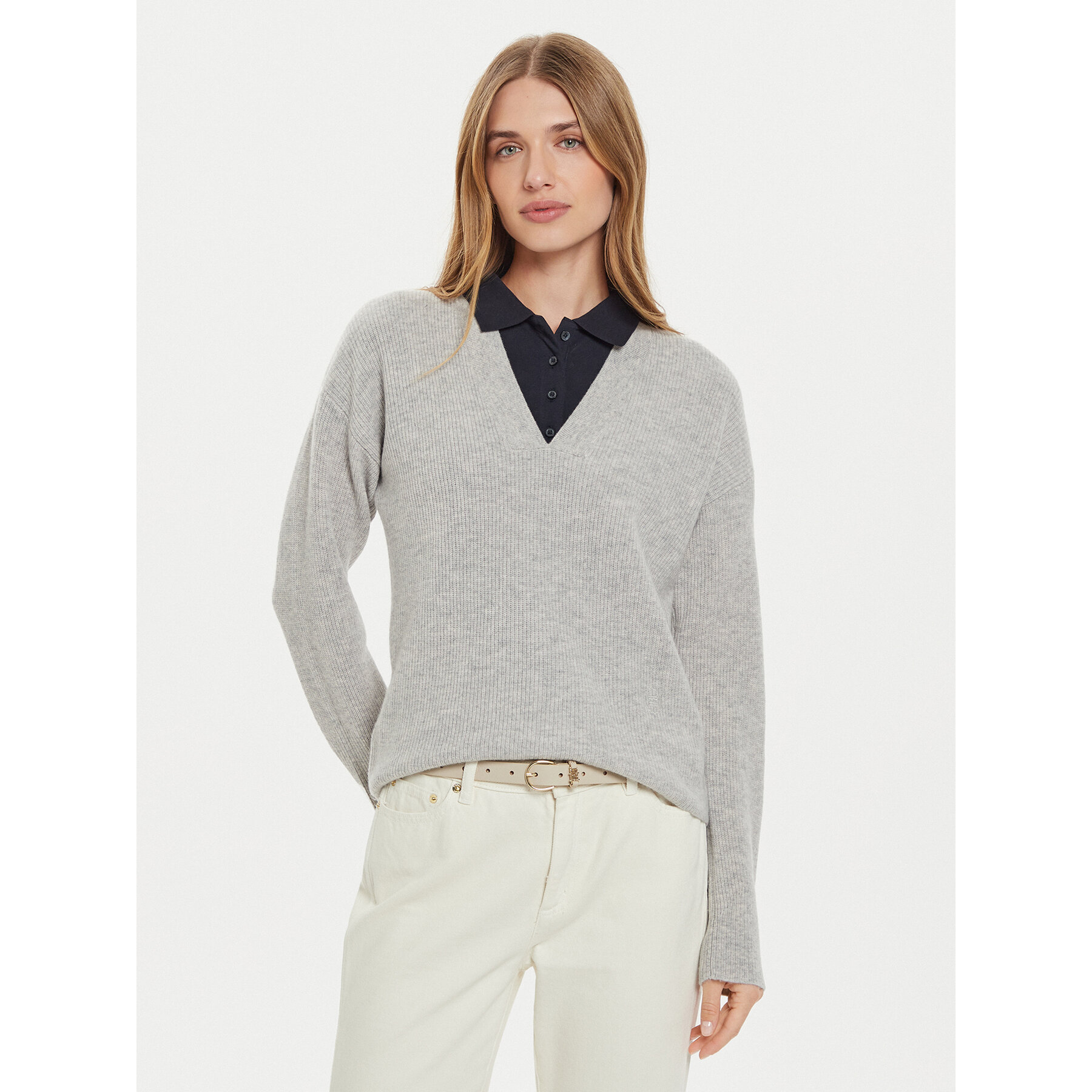 Tommy Hilfiger Sweter WW0WW43101 Szary Relaxed Fit