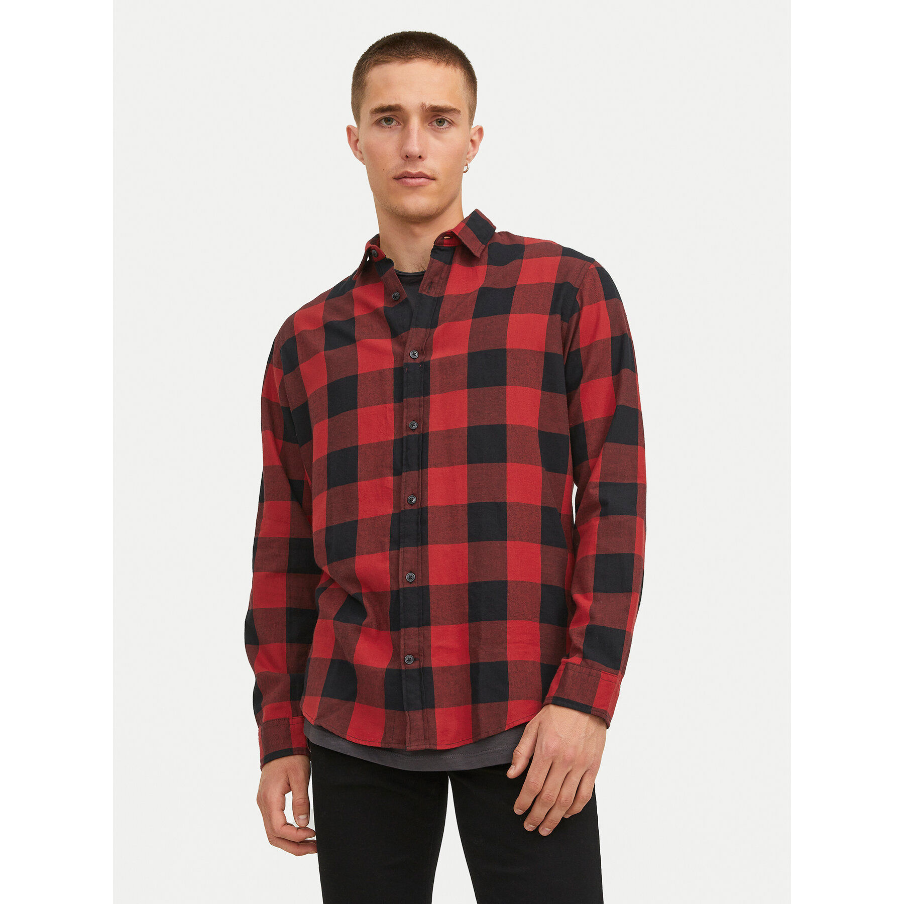 Jack & Jones Koszula Gingham 12181602 Czerwony Slim Fit