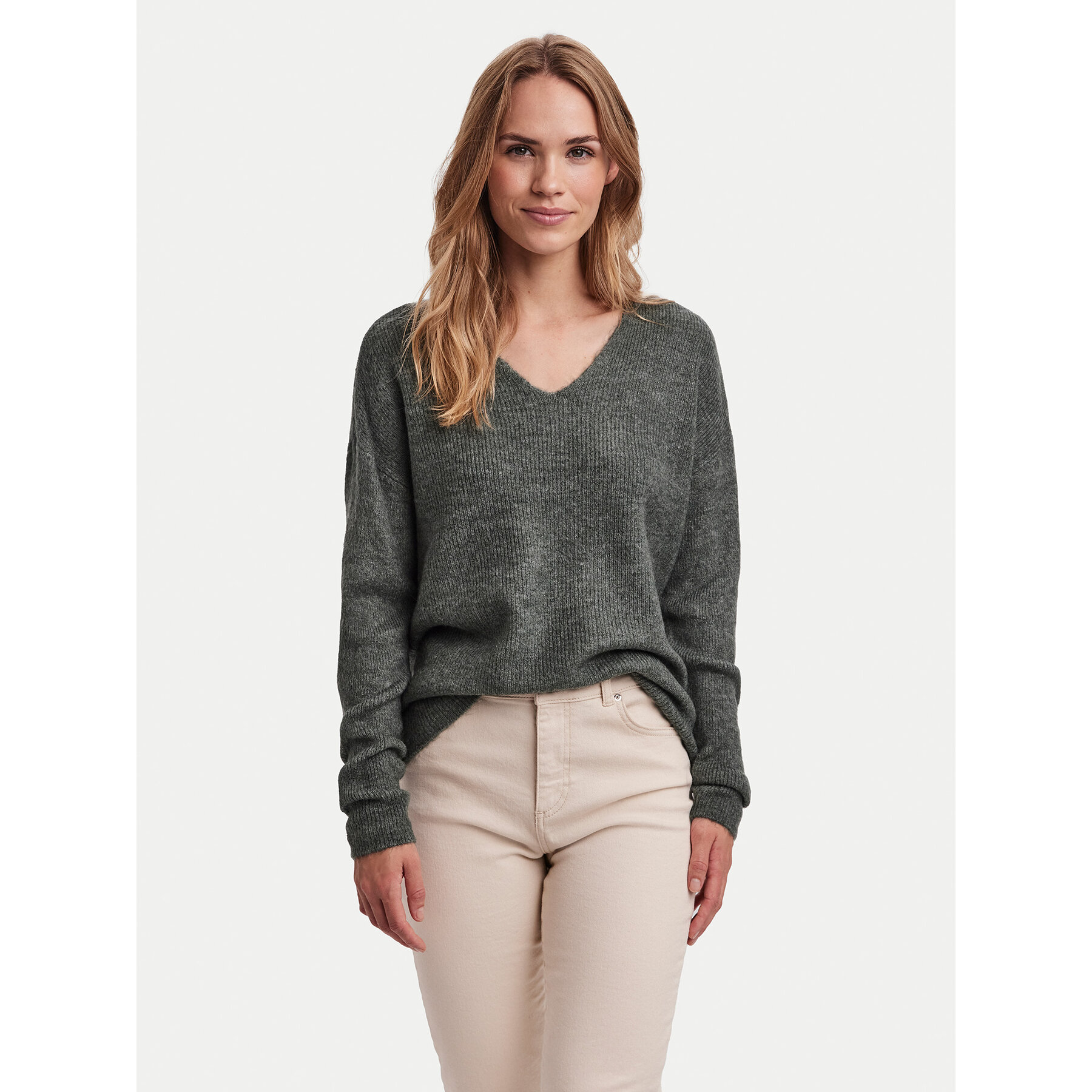 Vero Moda Sweter Crewlefile 10233357 Zielony Loose Fit