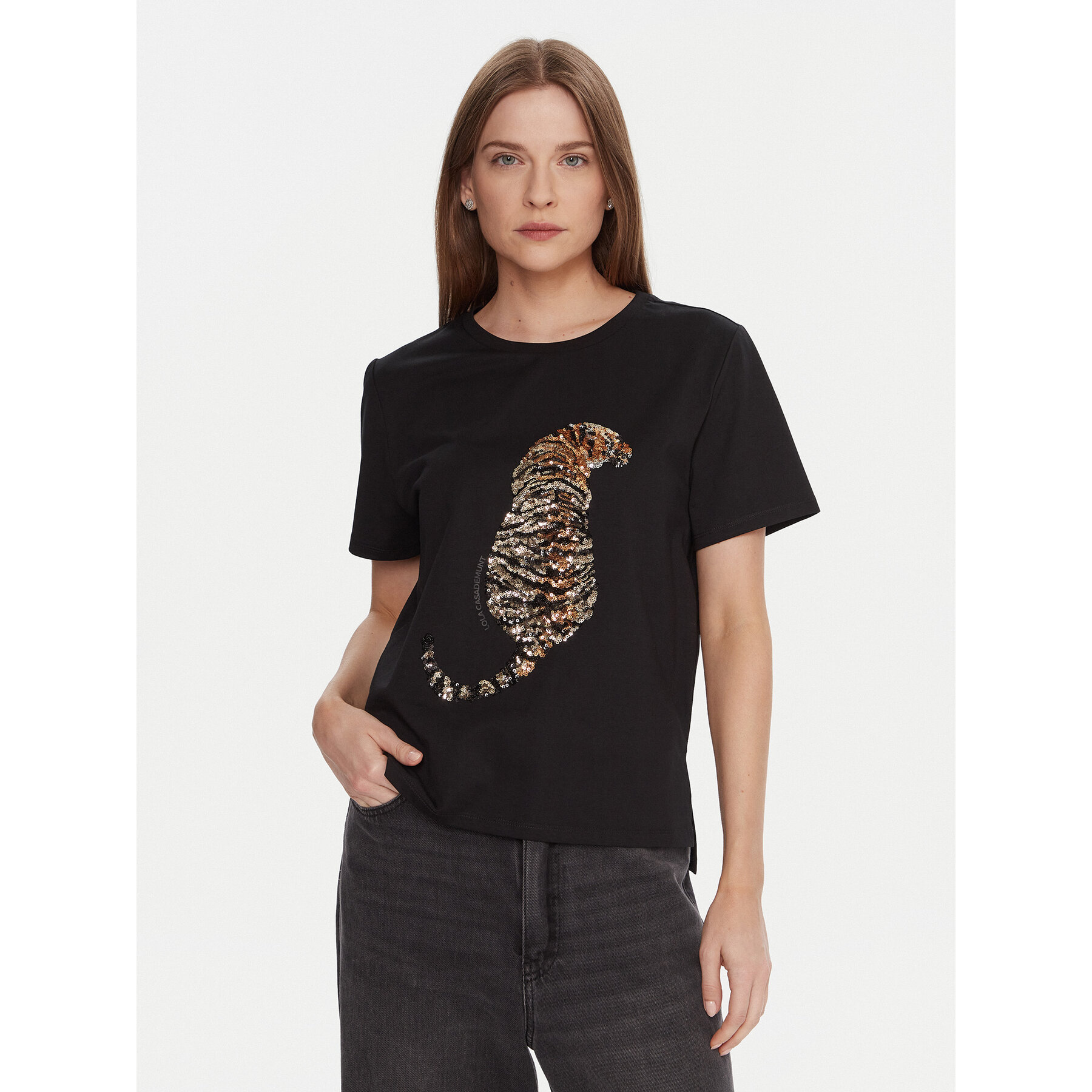 LOLA CASADEMUNT T-Shirt LF2515027 Czarny Regular Fit