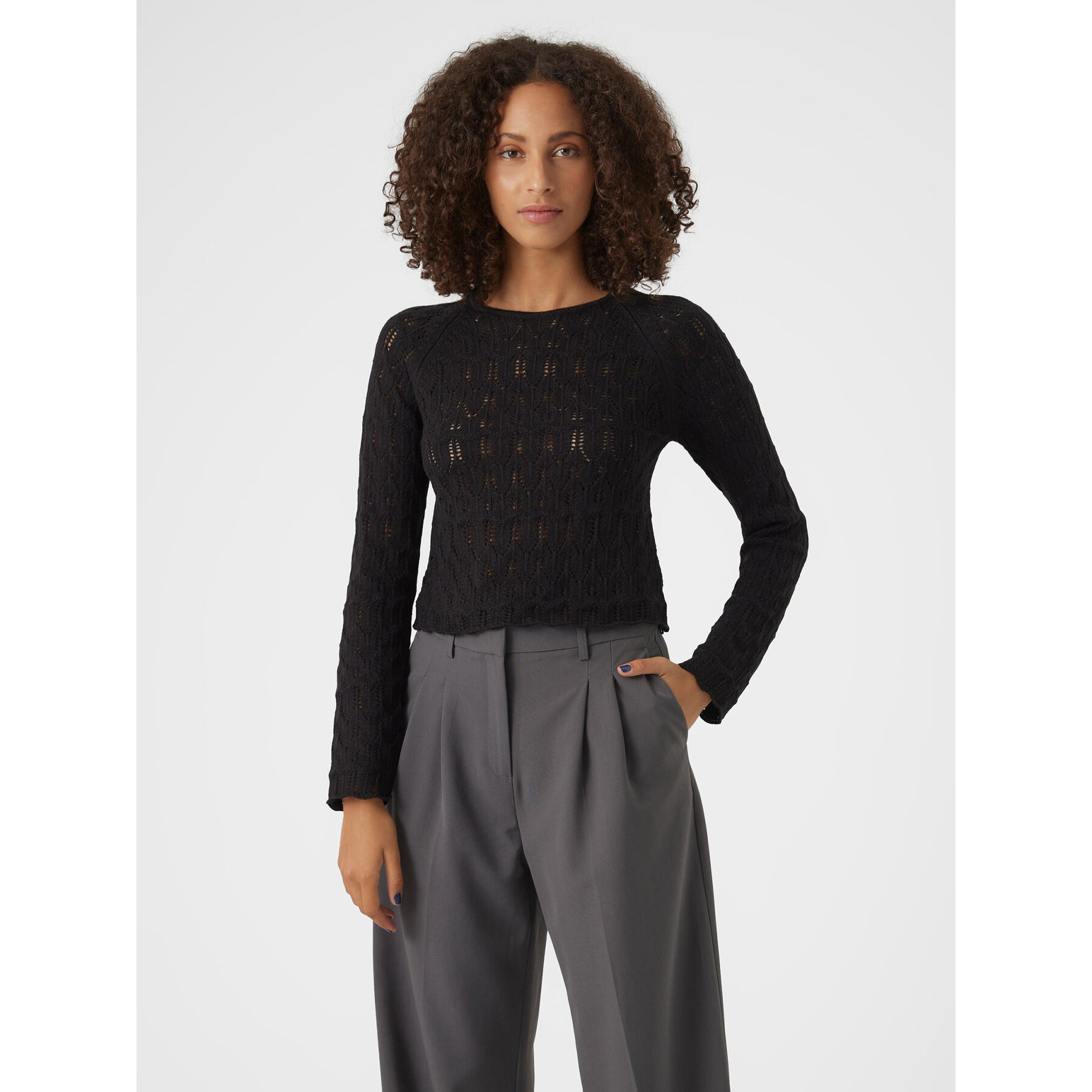 Vero Moda Sweter Fabienne 10299617 Czarny Slim Fit
