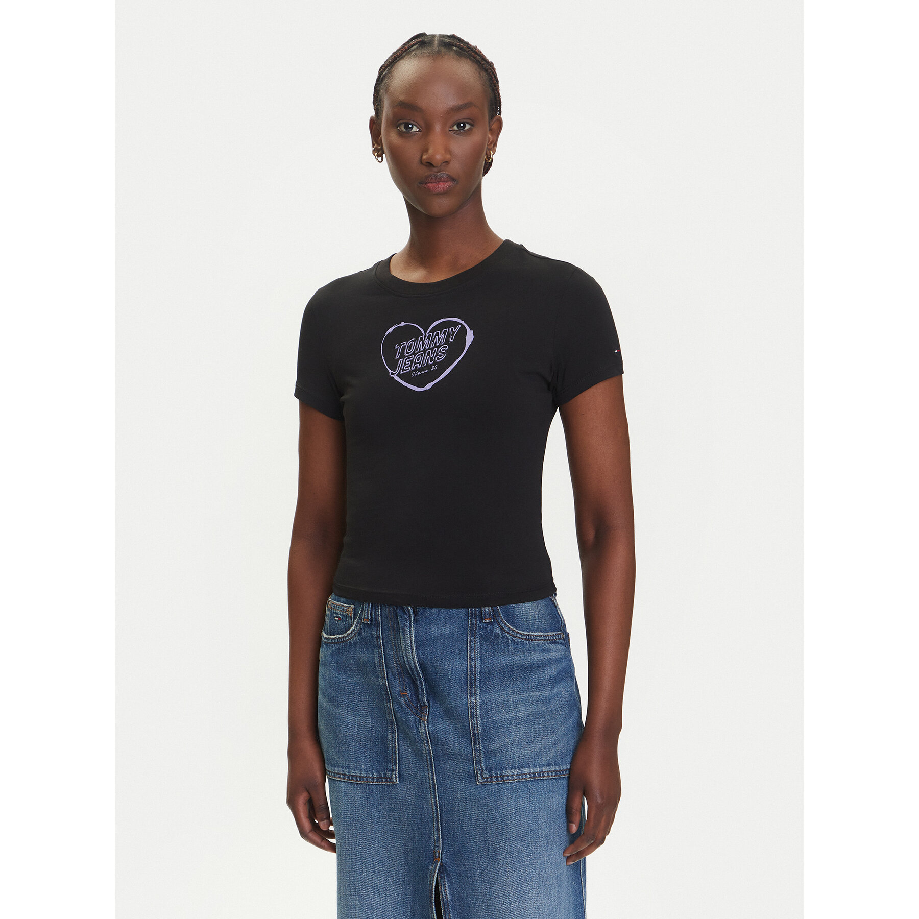 Tommy Jeans T-Shirt Heart DW0DW21390 Czarny Slim Fit
