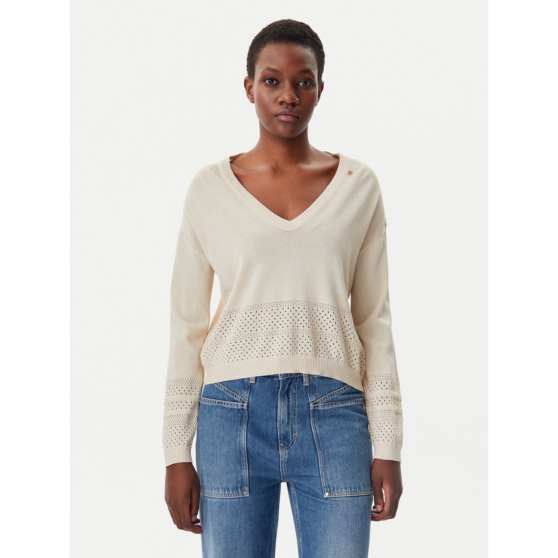 Gaudi Sweter 511BD53022 Beżowy Regular Fit
