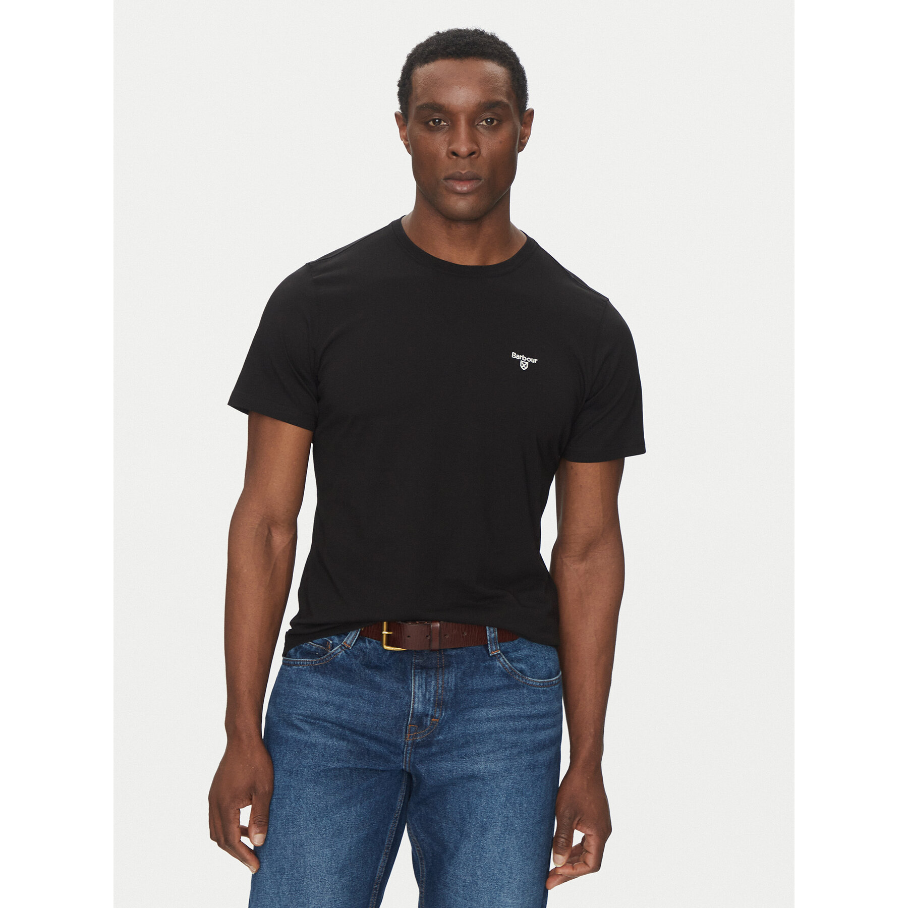 Barbour T-Shirt Essential Sports MTS0331BK31 Czarny Tailored Fit