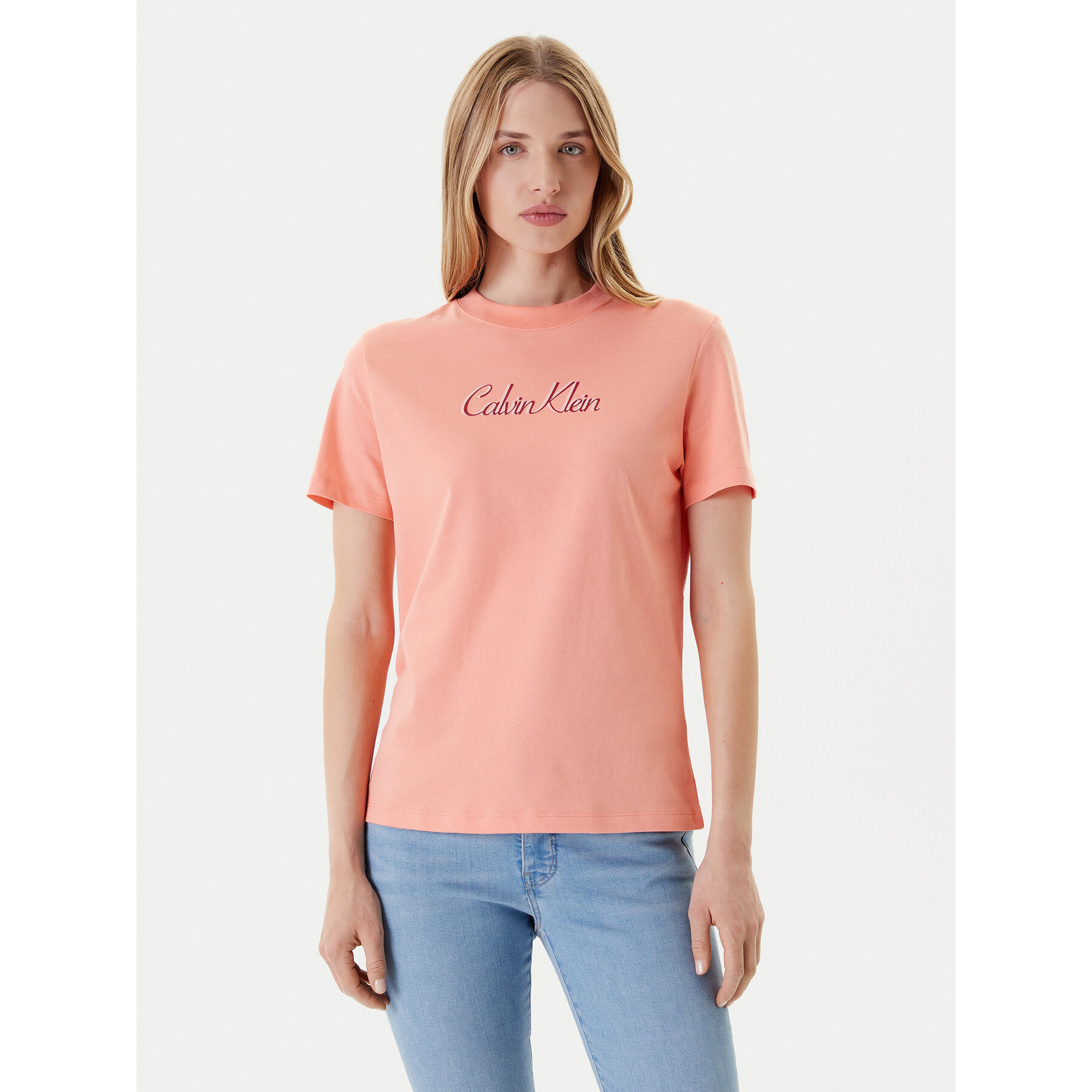 Calvin Klein Jeans T-Shirt Classic Logo LV047C854G Pomarańczowy Regular Fit