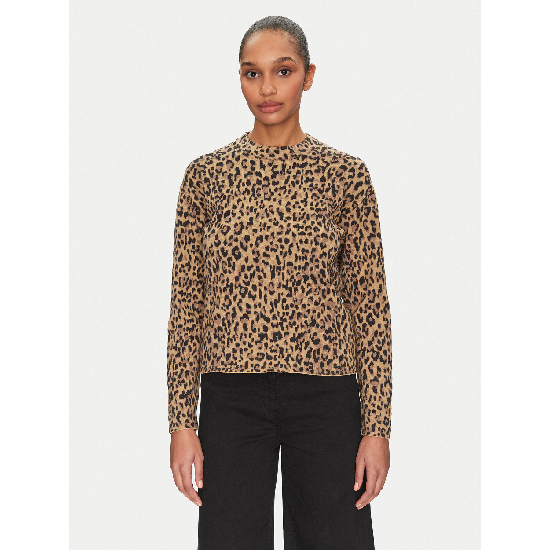 Pieces Sweter Seo 17156343 Brązowy Regular Fit
