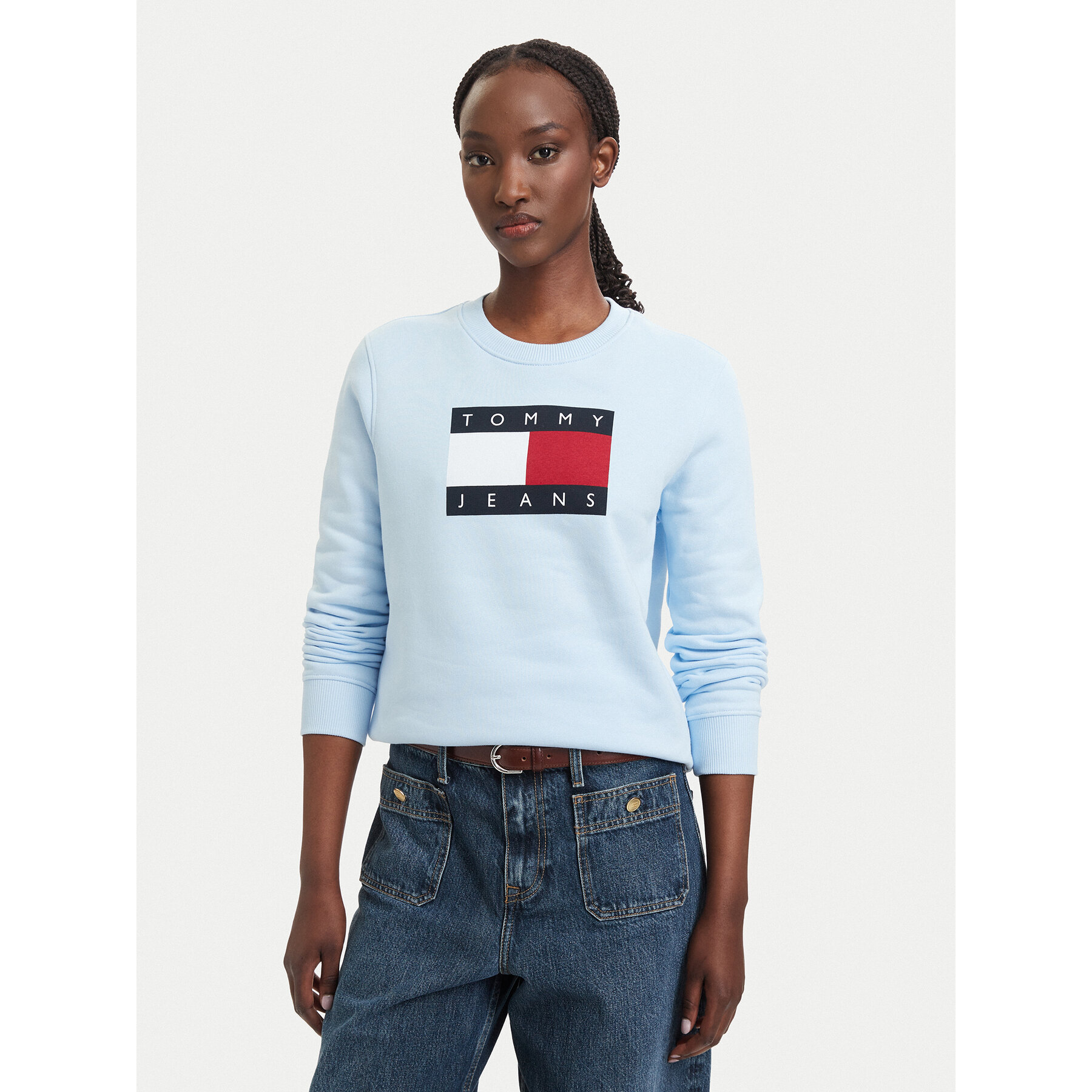 Tommy Jeans Bluza Flag DW0DW22564 Niebieski jasny Regular Fit