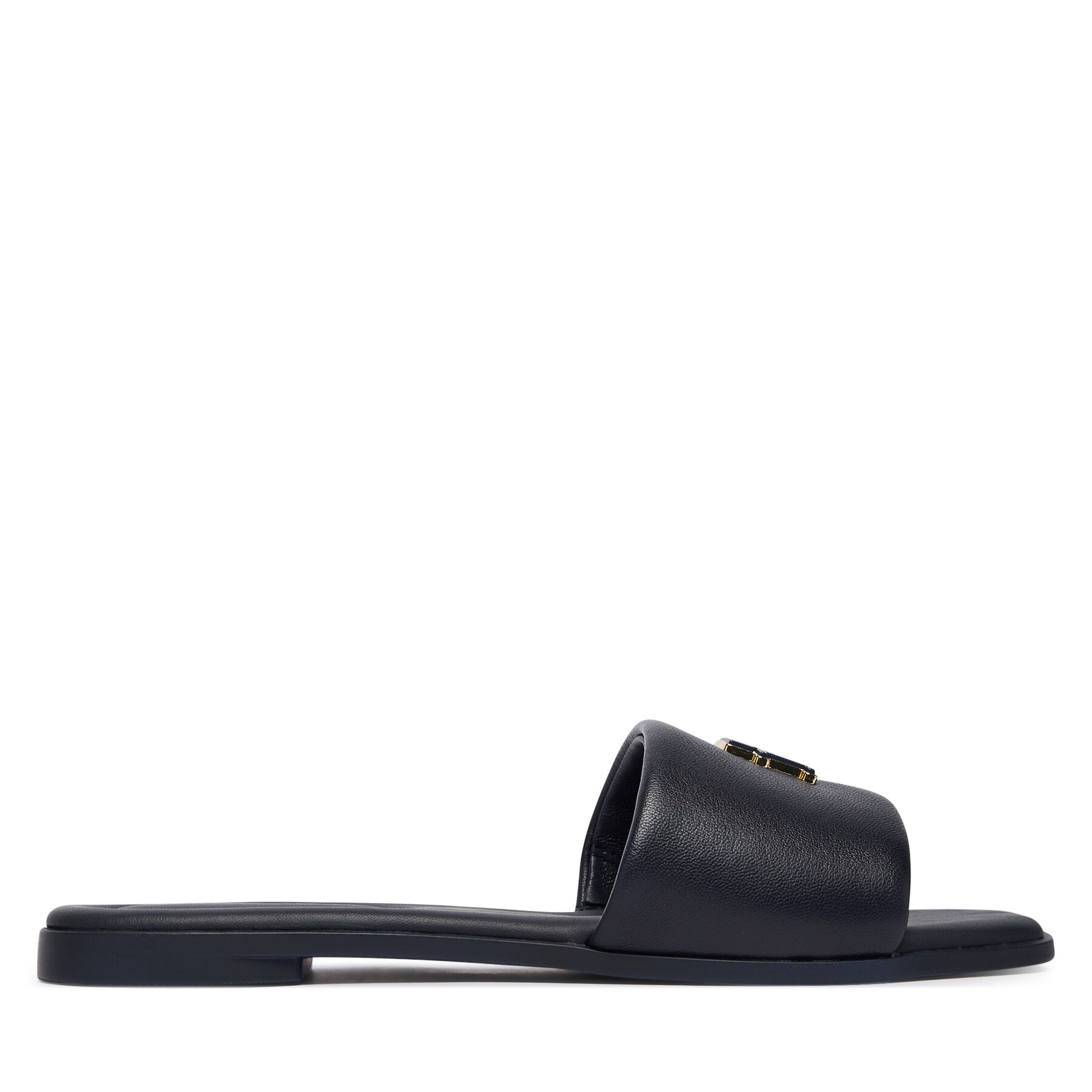 Tommy Hilfiger Klapki Th Logo Hardware Leather Mule FW0FW09292 Granatowy