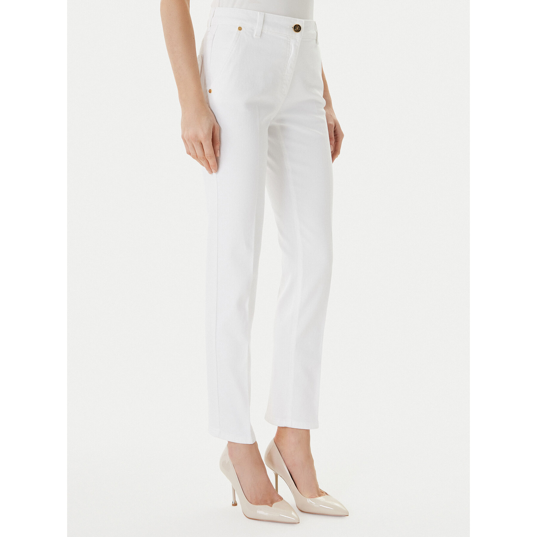Luisa Spagnoli Jeansy Aroma 542975 Biały Straight Fit