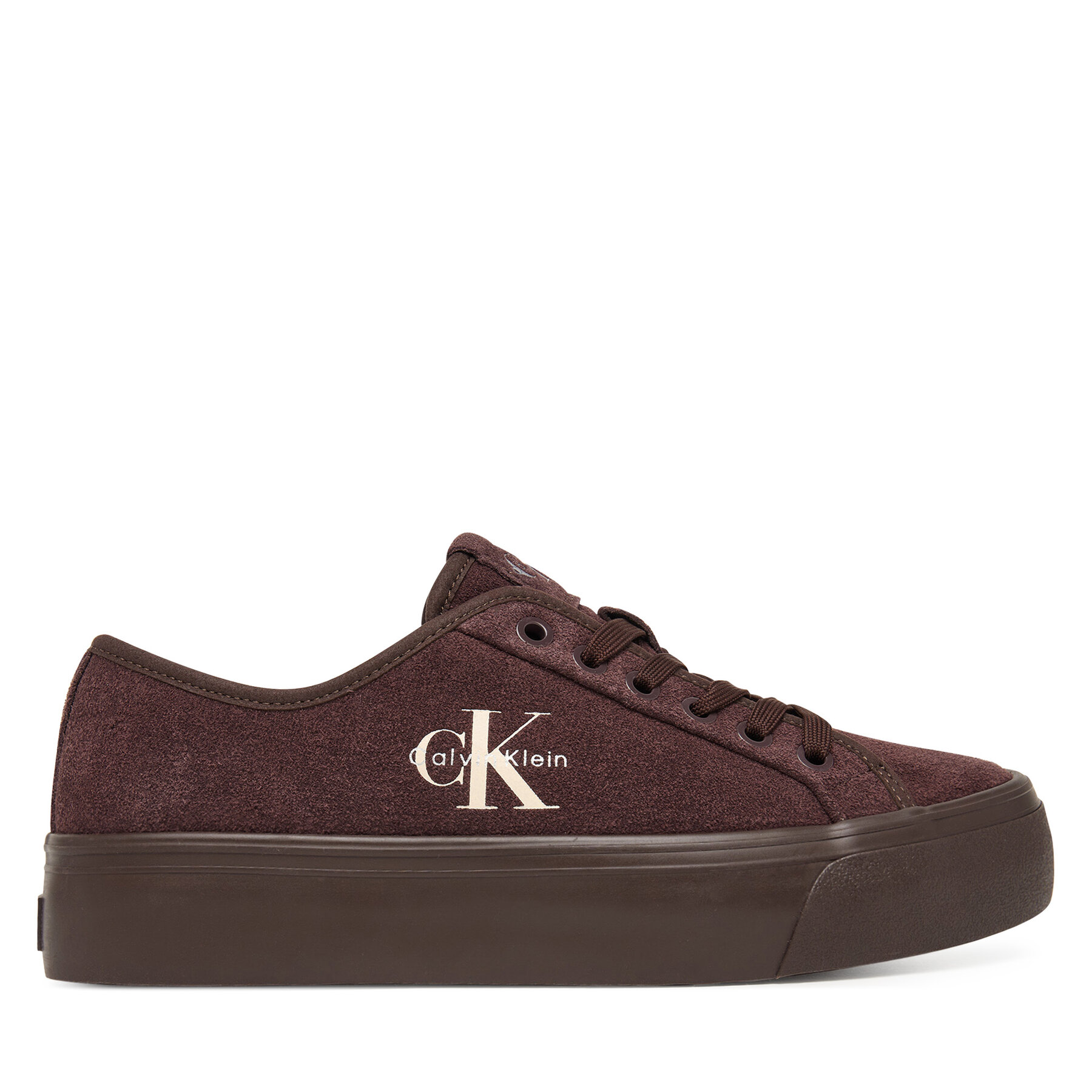 Calvin Klein Tenisówki Vulc Flatf Laceup Suede HW0HW03088 Bordowy