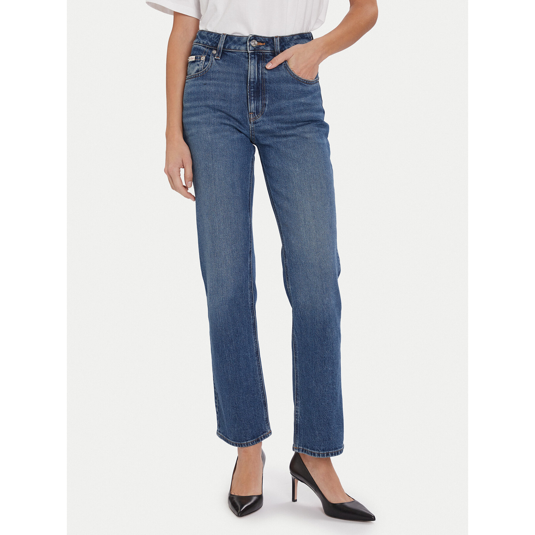 Calvin Klein Jeans Jeansy LV047D743G Niebieski Straight Fit