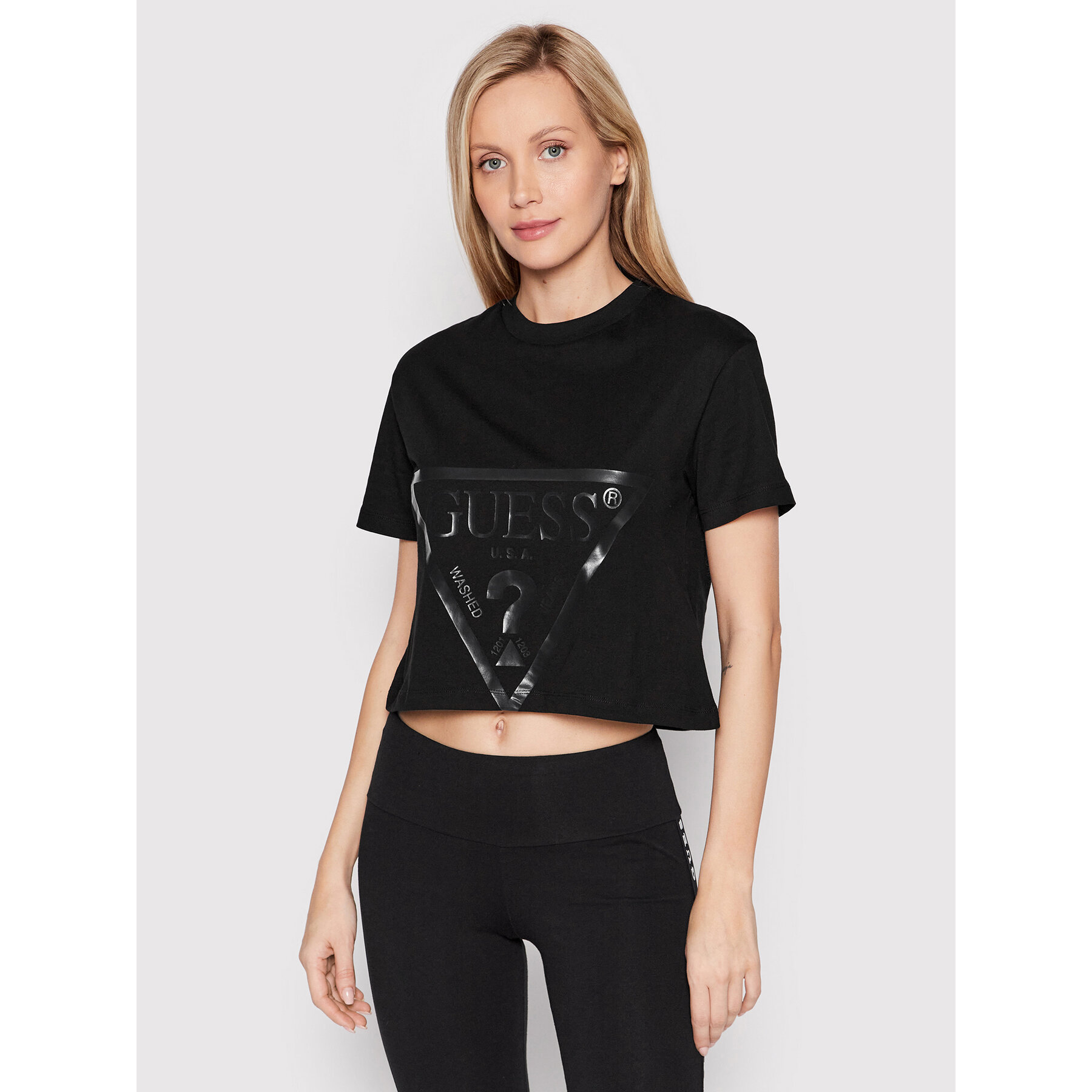 Guess T-Shirt V2YI06 K8HM0 Czarny Regular Fit