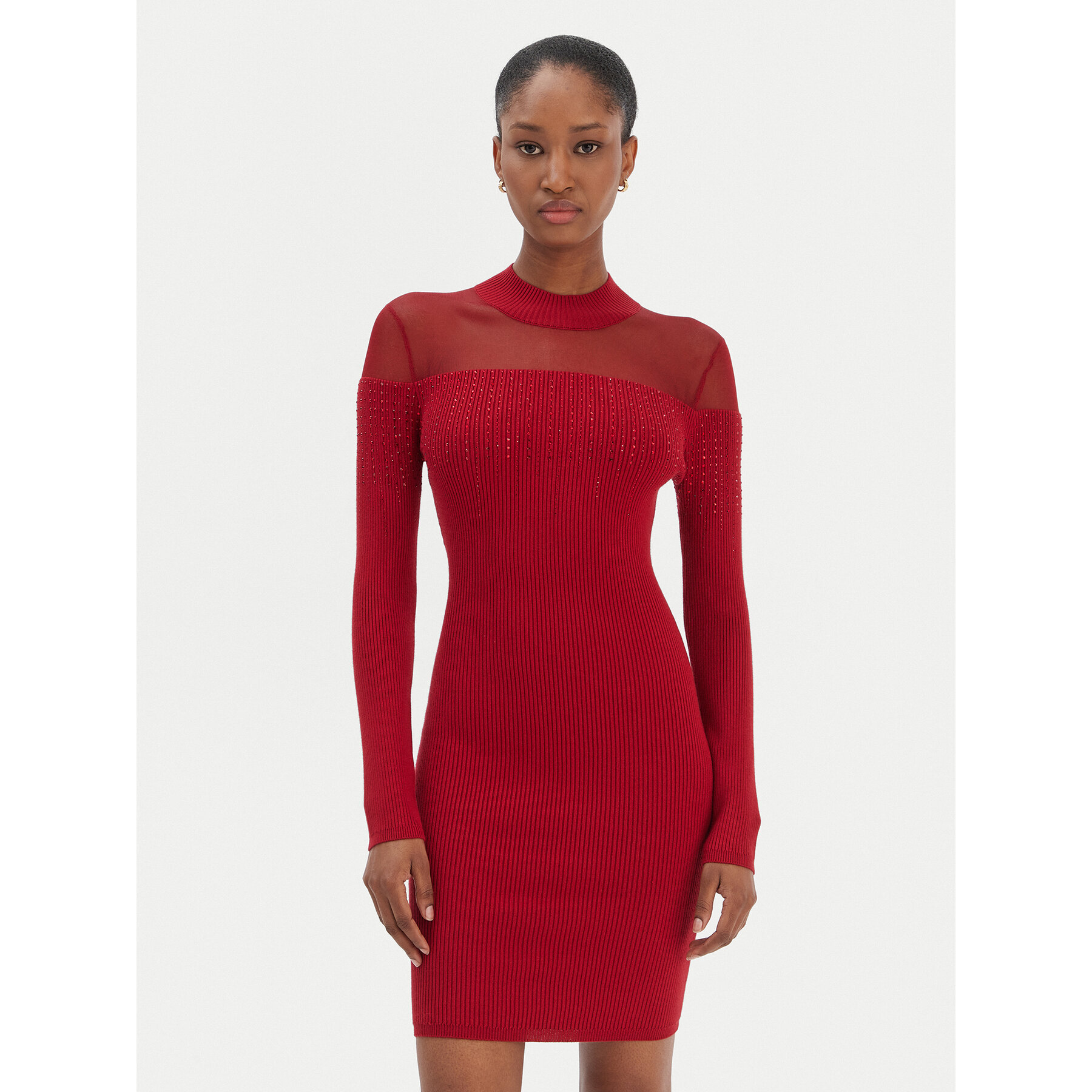 Guess Sukienka dzianinowa W6RK98 Z2YJ2 Czerwony Slim Fit