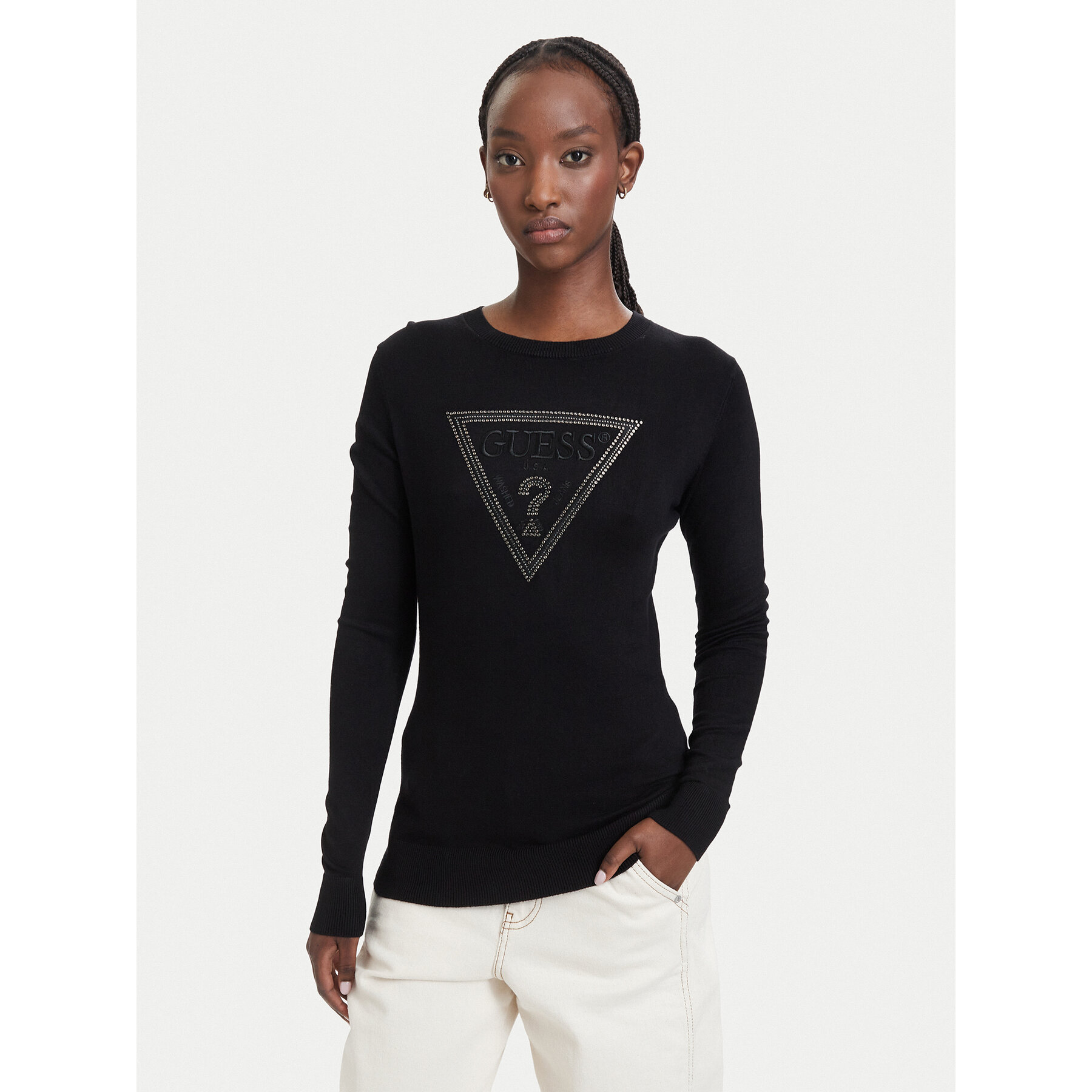 Guess Sweter W6YR28 Z0976 Czarny Regular Fit