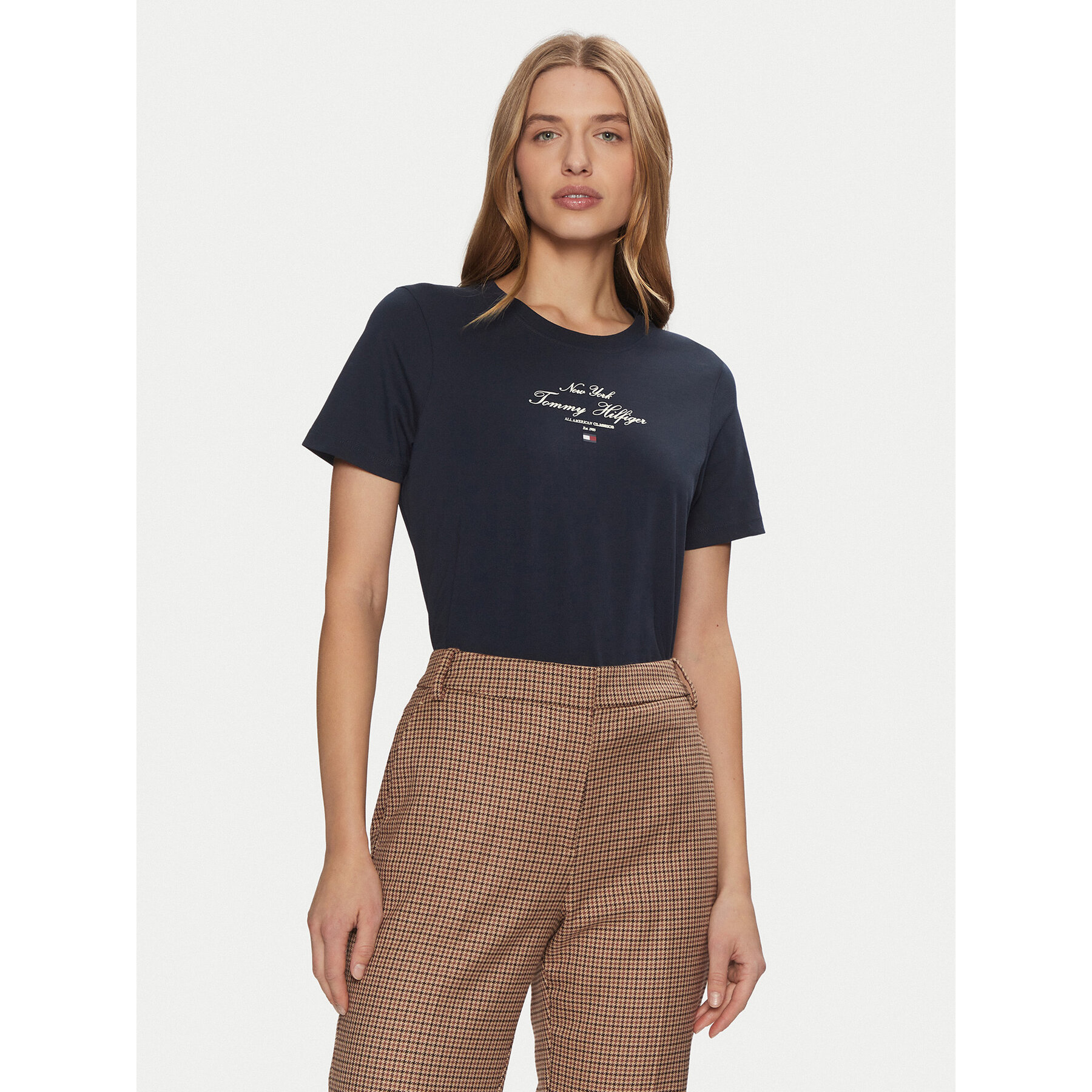 Tommy Hilfiger T-Shirt WW0WW43895 Granatowy Regular Fit