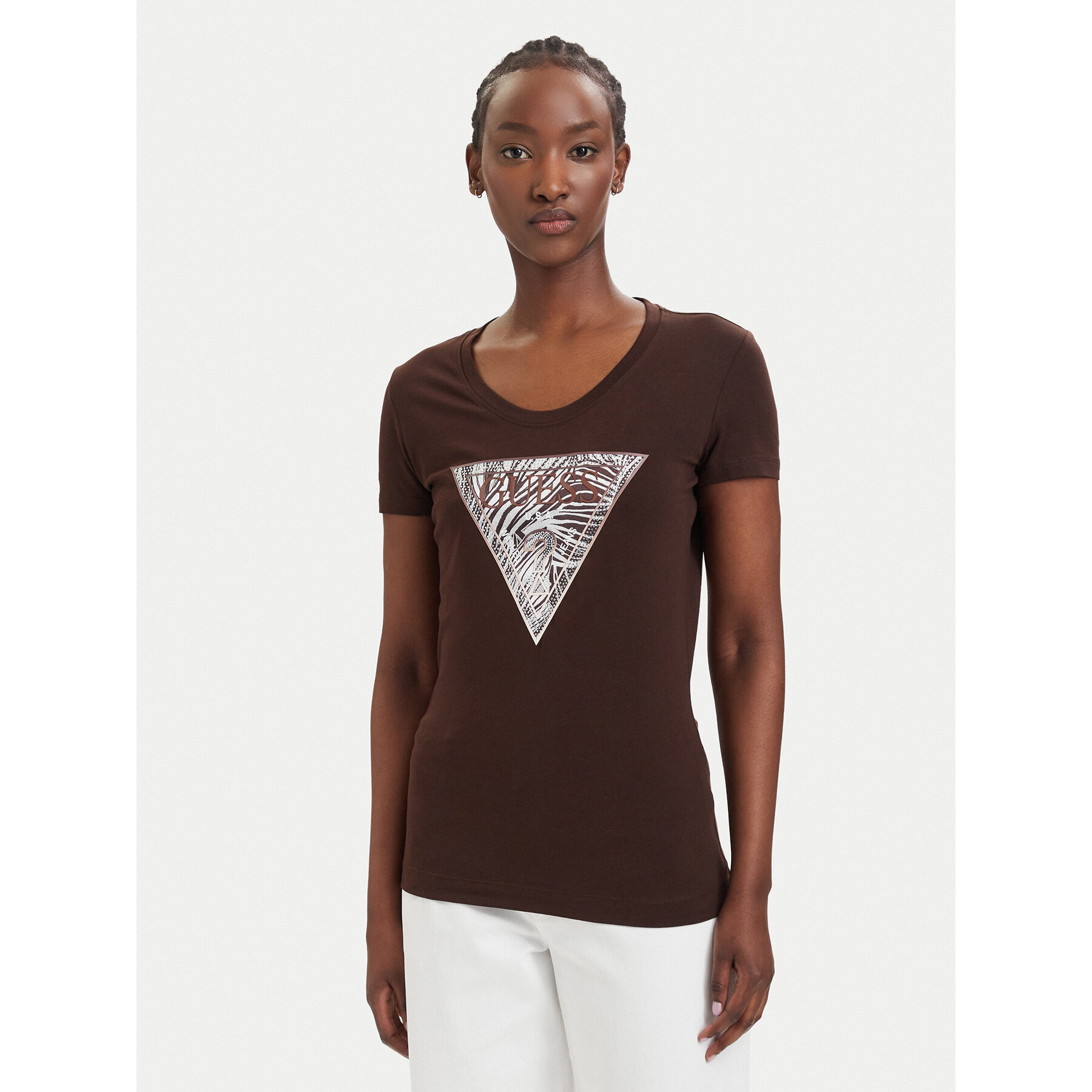 Guess T-Shirt W6GI19 K3042 Brązowy Regular Fit