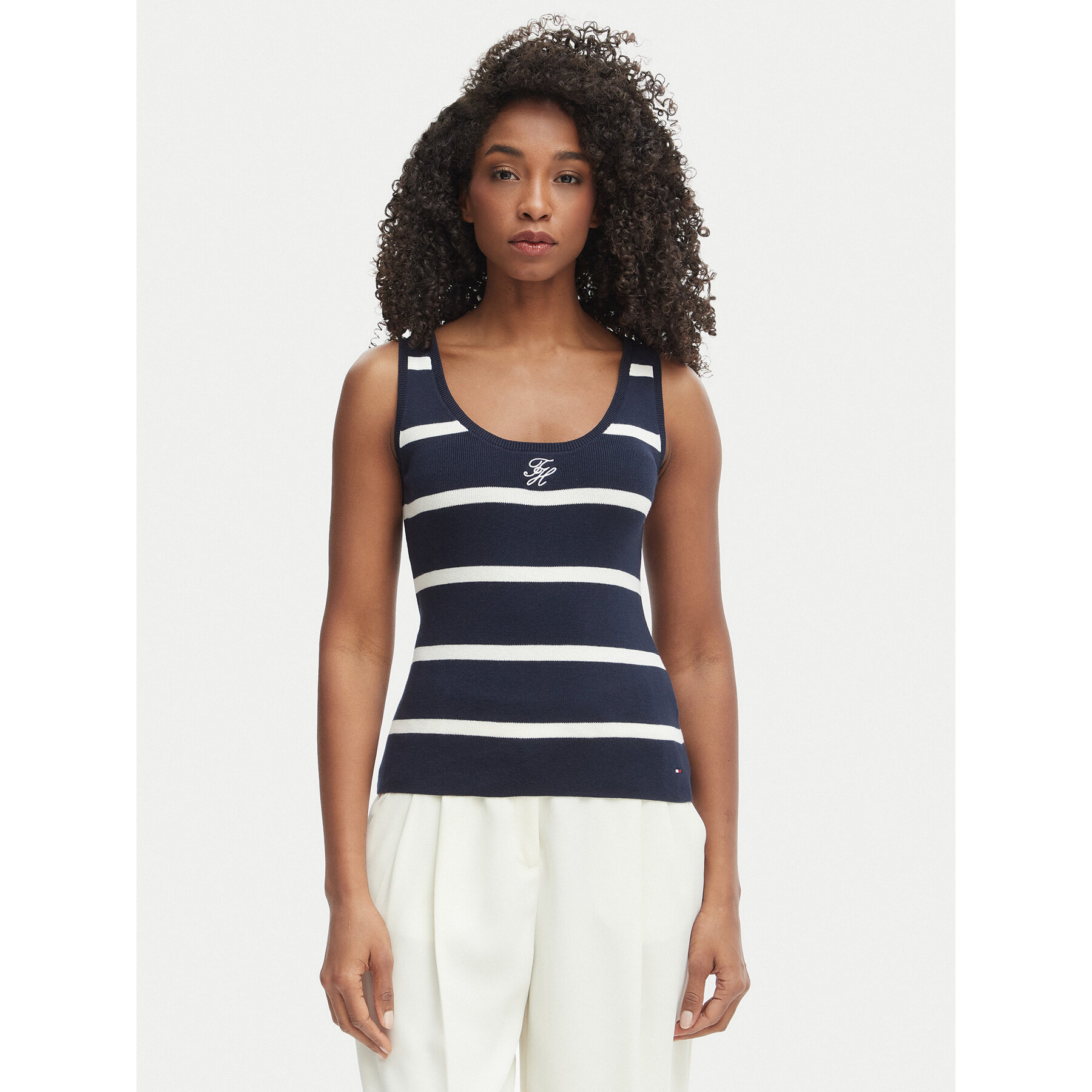 Tommy Hilfiger Top WW0WW48480 Granatowy Slim Fit