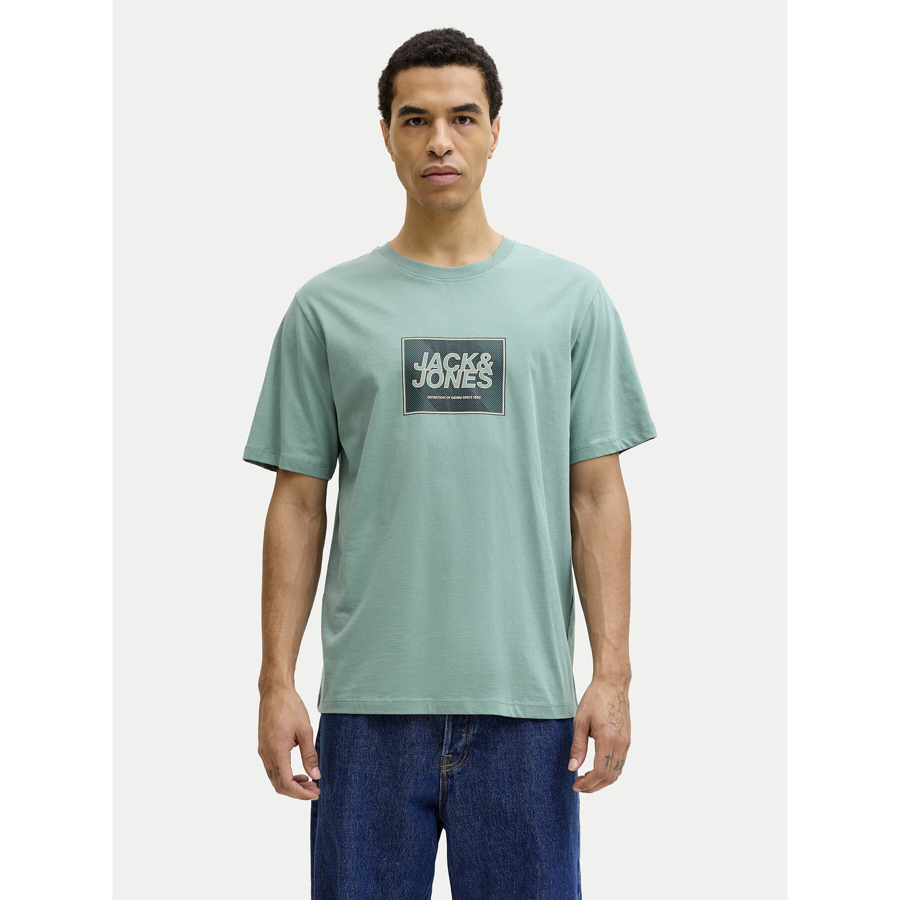 Jack & Jones T-Shirt Jjrain Tee Ss Crew Neck 12288097 Turkusowy Regular Fit