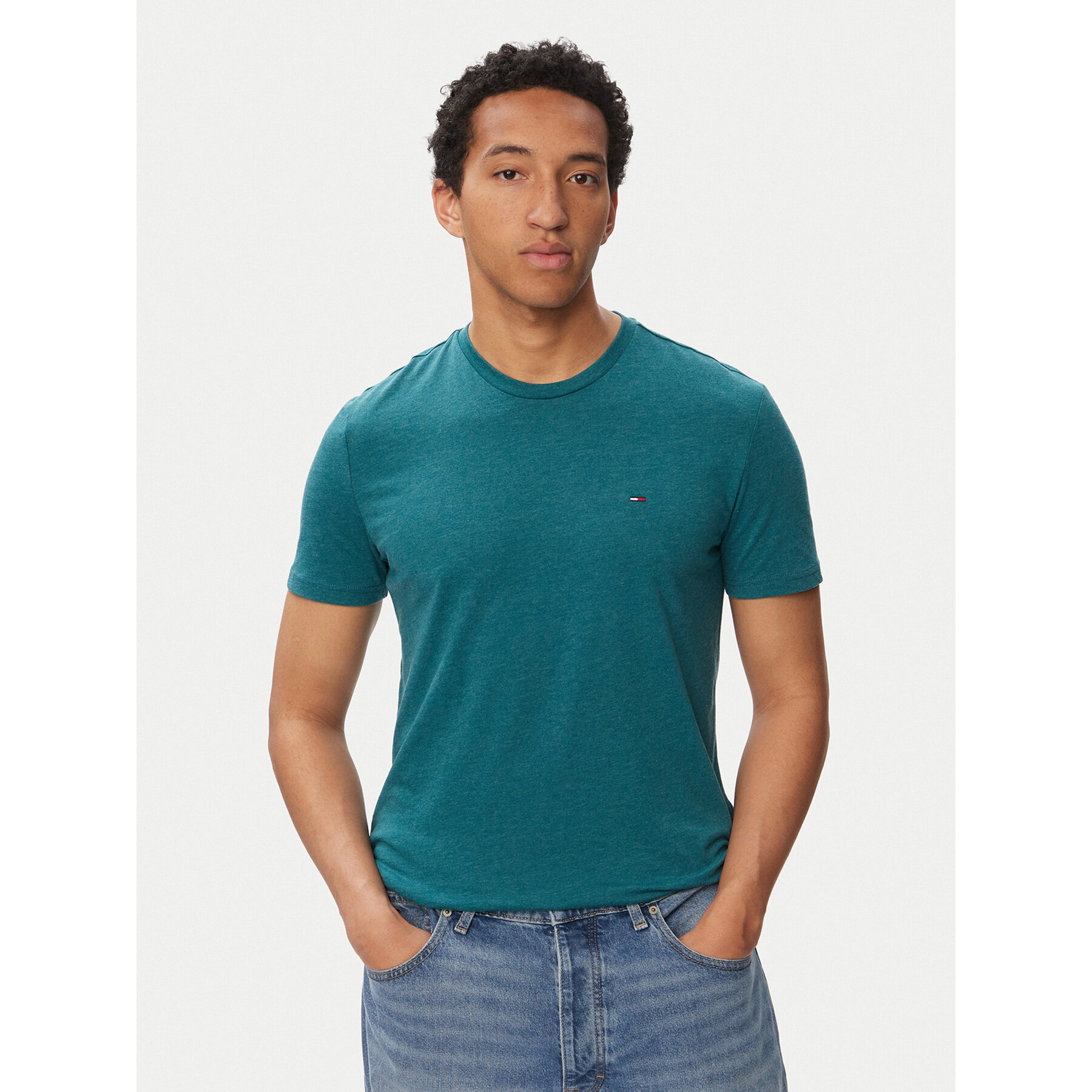 Tommy Jeans T-Shirt Jaspe Htr Tee Ext DM0DM20363 Turkusowy Slim Fit