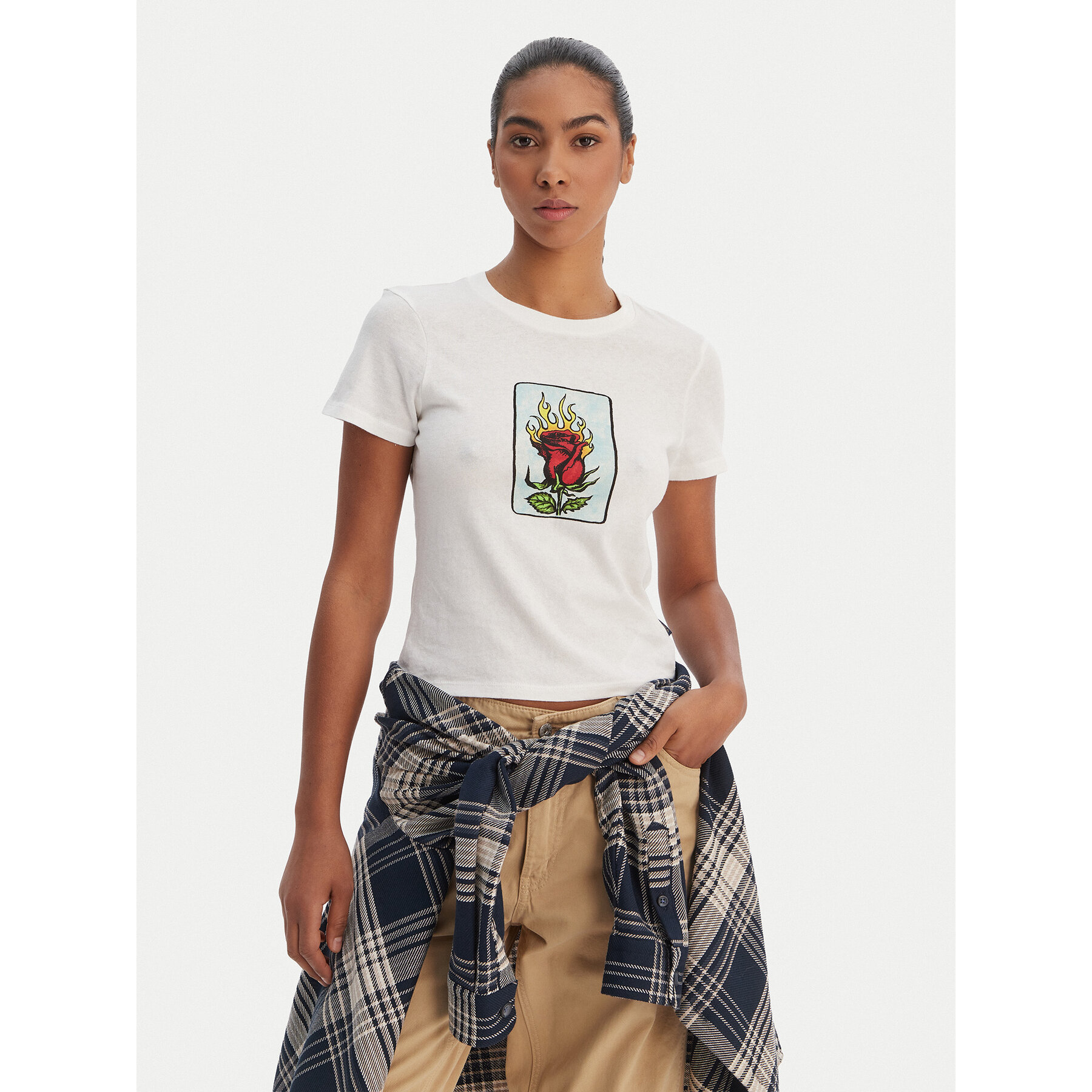 RVCA T-Shirt 23B353502 Biały Regular Fit