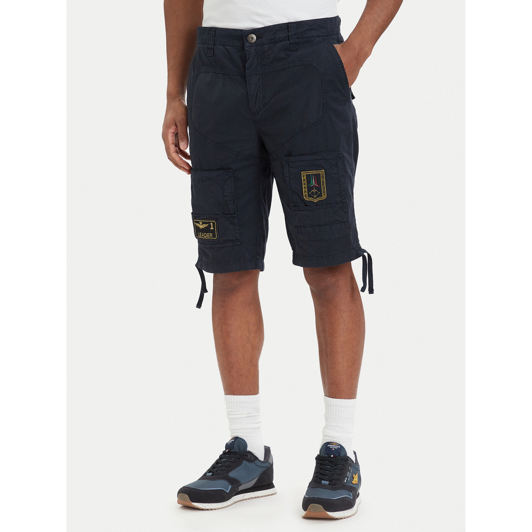 Aeronautica Militare Szorty materiałowe 261BE0041UCT01122 Granatowy Regular Fit