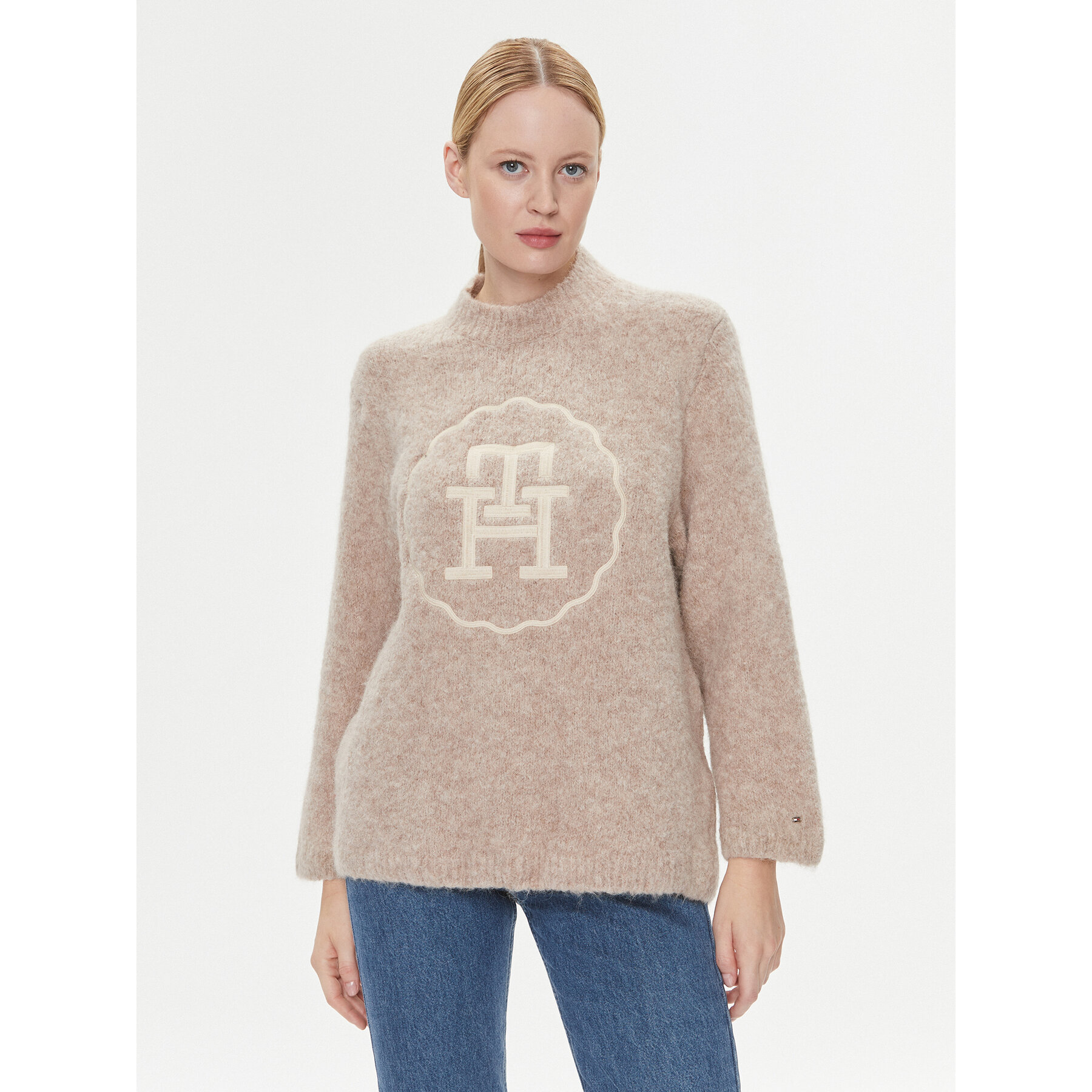 Tommy Hilfiger Sweter WW0WW40267 Beżowy Oversize
