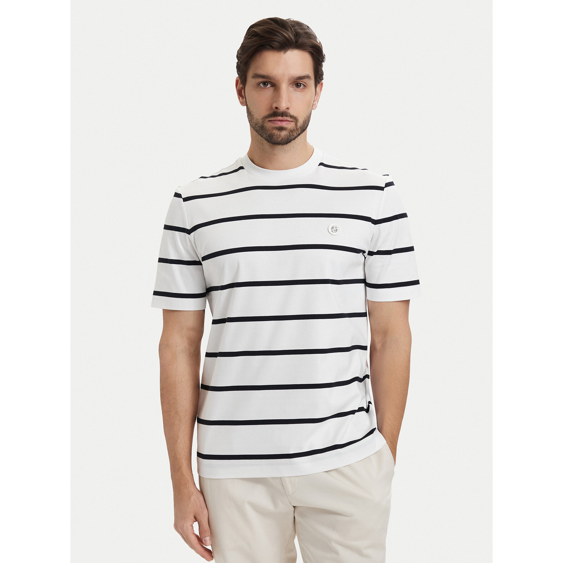 BOSS T-Shirt C-Taut 01 50555844 Kremowy Regular Fit
