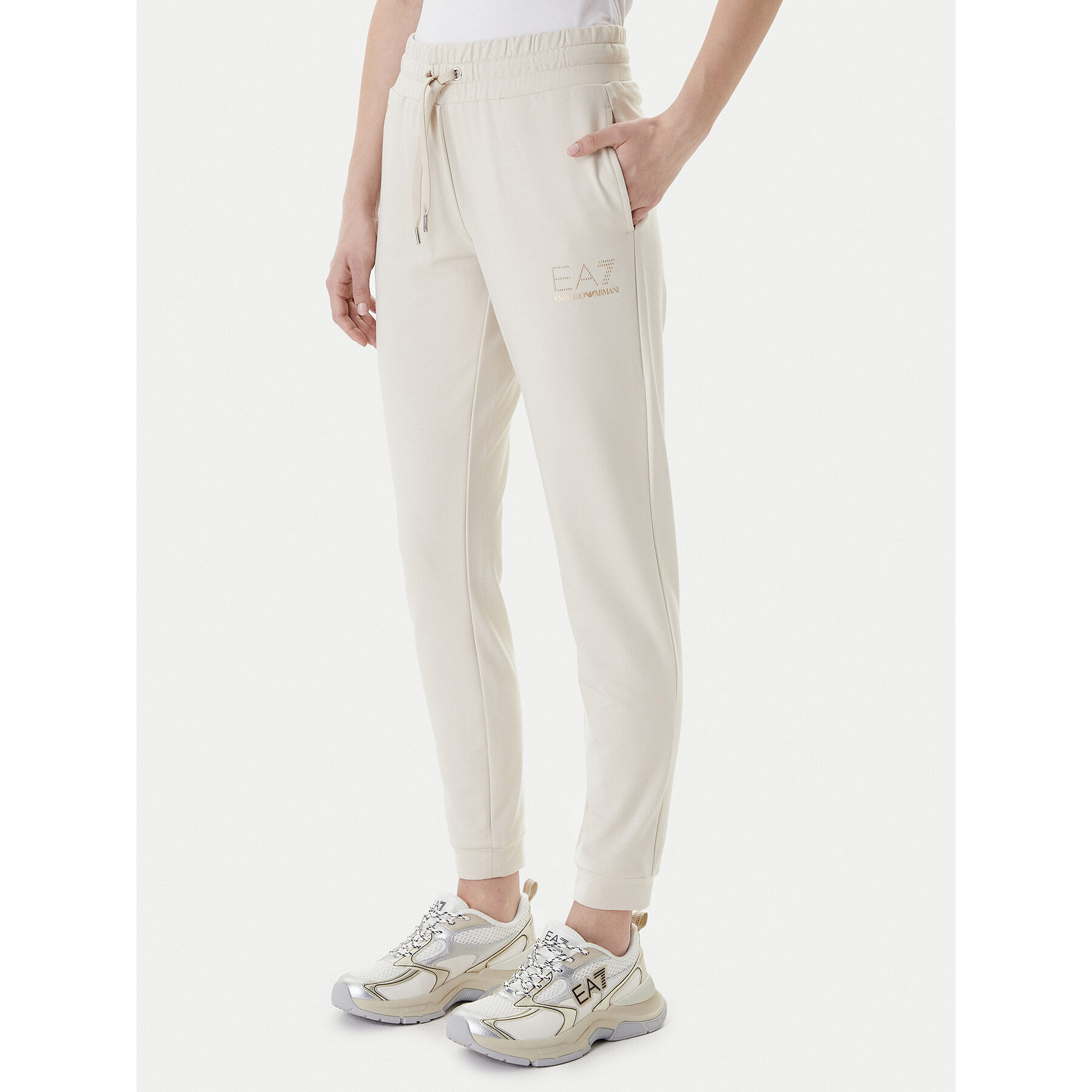 EA7 Emporio Armani Spodnie dresowe 8NTP66 TJ9RZ U1088 Beżowy Regular Fit