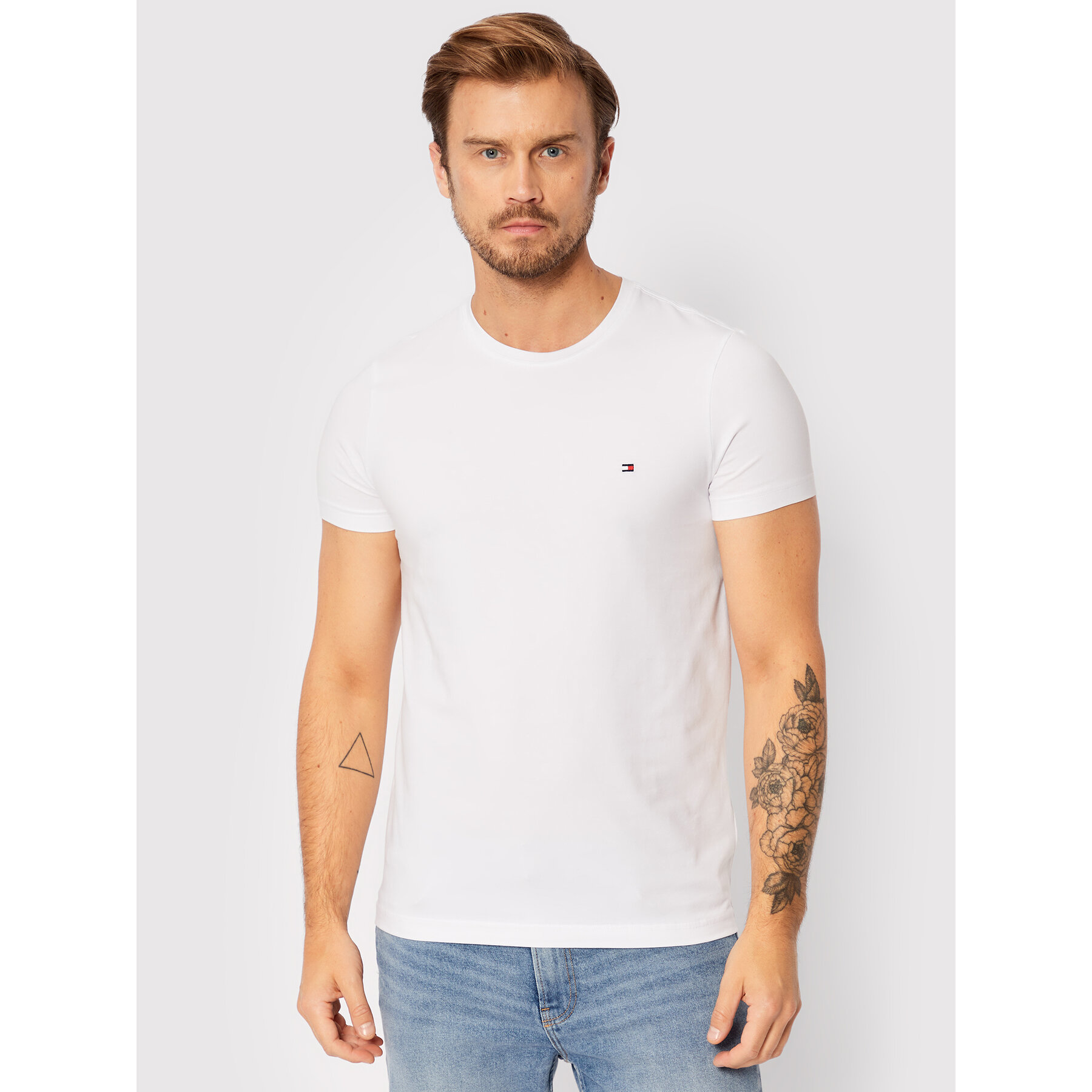 Tommy Hilfiger T-Shirt Core Stretch MW0MW27539 Biały Slim Fit