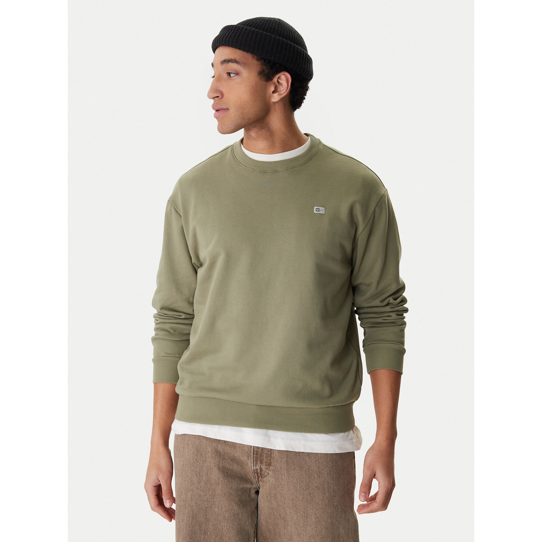 RVCA Bluza Va Essential Crew AVYFT00331 Zielony Regular Fit