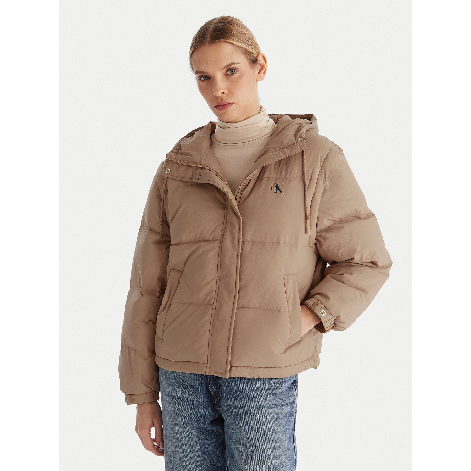 Calvin Klein Jeans Kurtka puchowa LV044D522G Beżowy Regular Fit