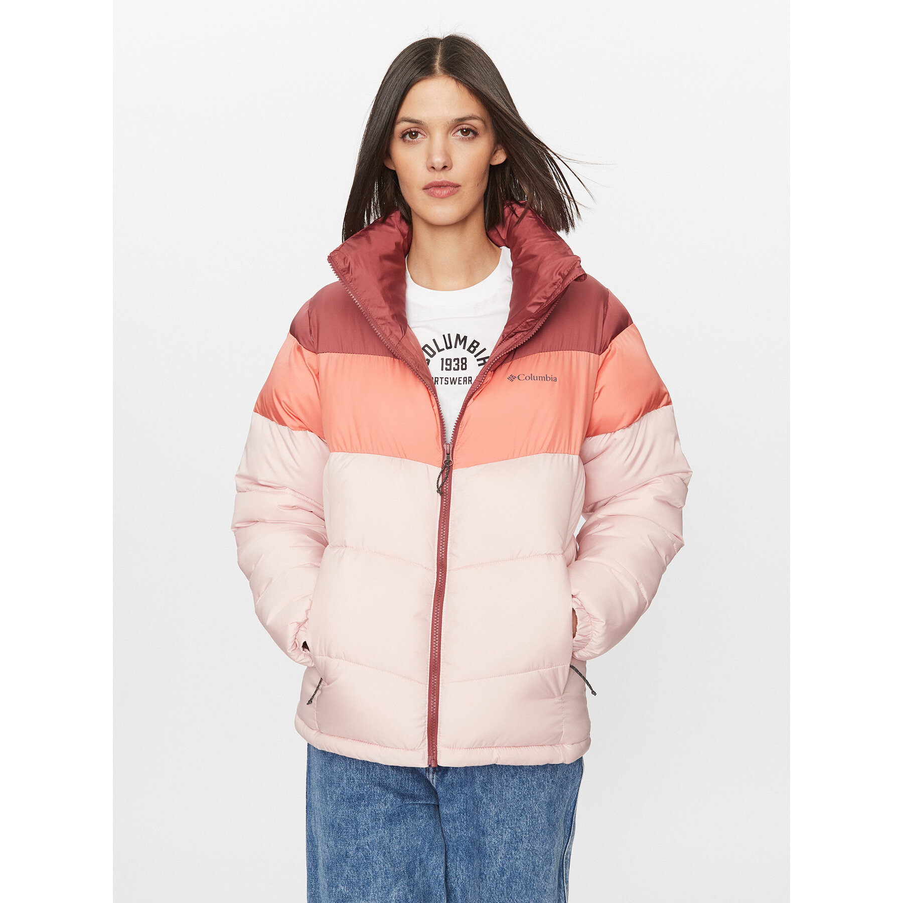Columbia Kurtka zimowa Puffect™ Color Blocked Jacket Czerwony Regular Fit