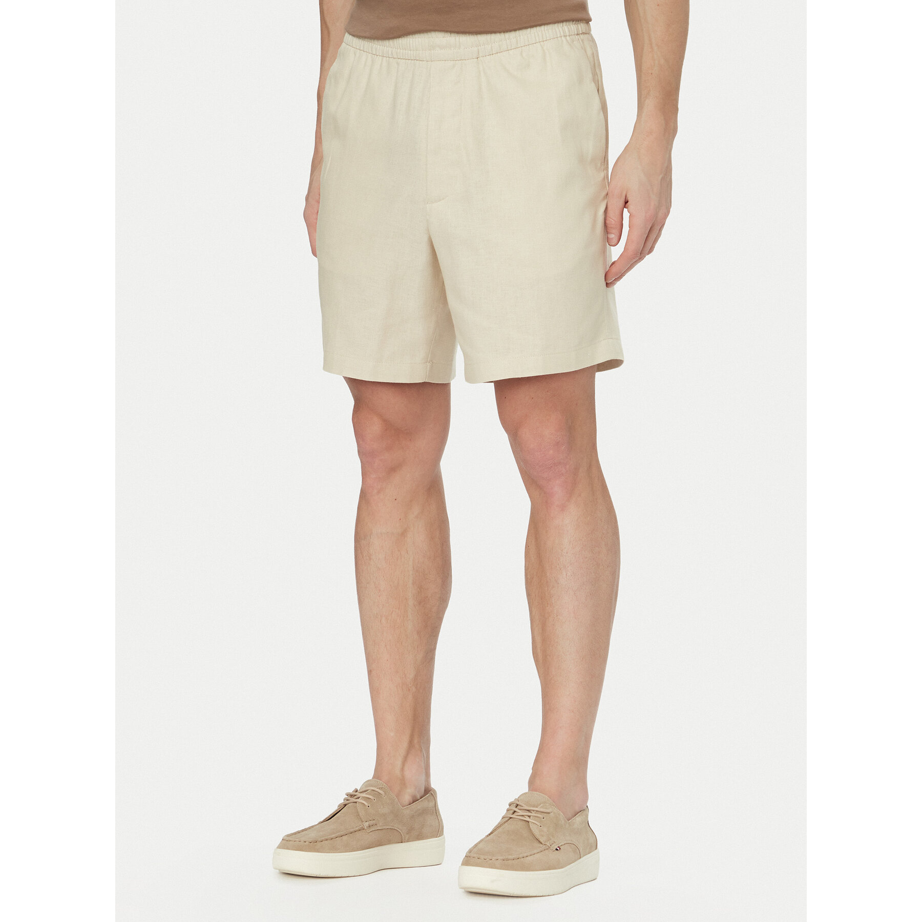 Calvin Klein Szorty materiałowe LV04LF620G Beżowy jasny Straight Fit