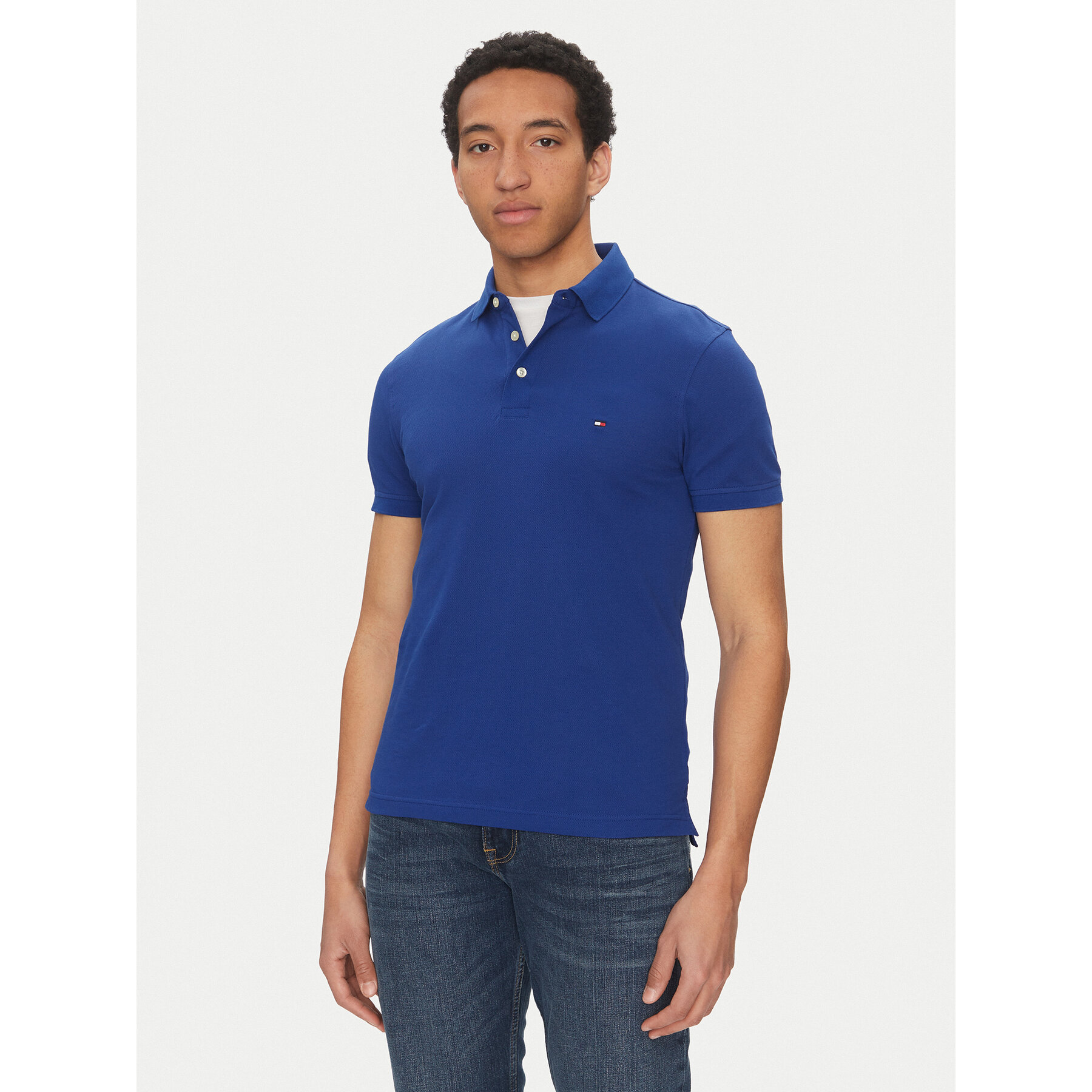Tommy Hilfiger Polo 1985 MW0MW17771 Niebieski Slim Fit