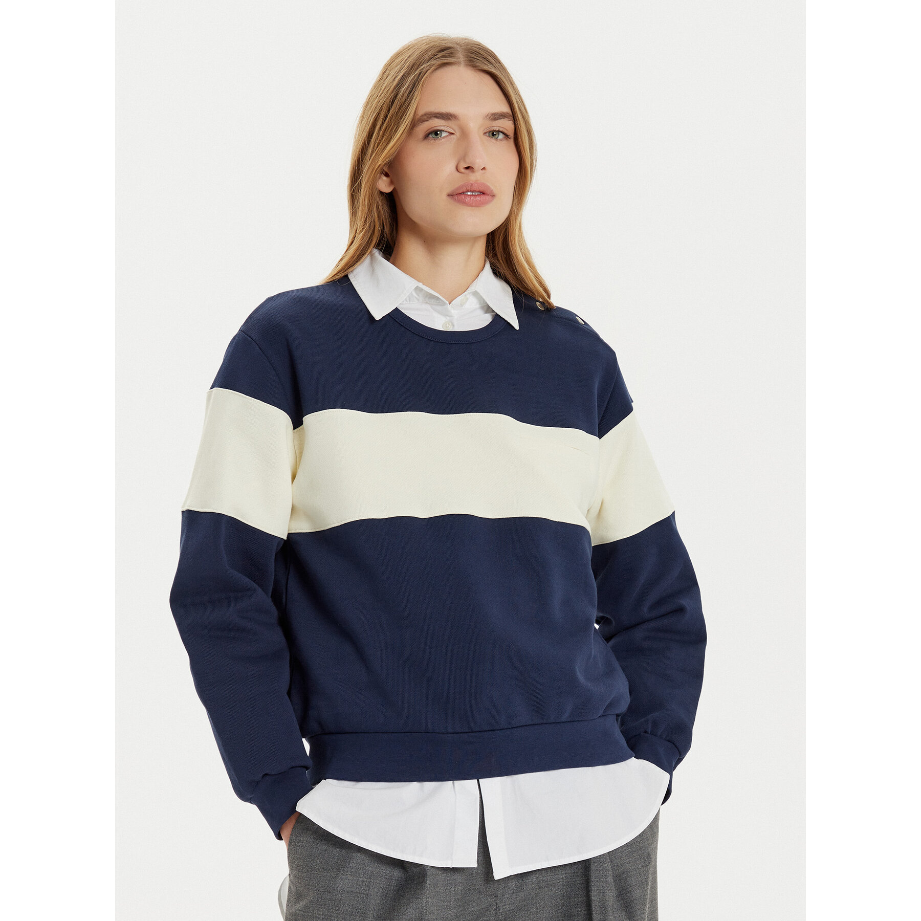 Gant Bluza Color Blocked 4201254 Granatowy Loose Fit