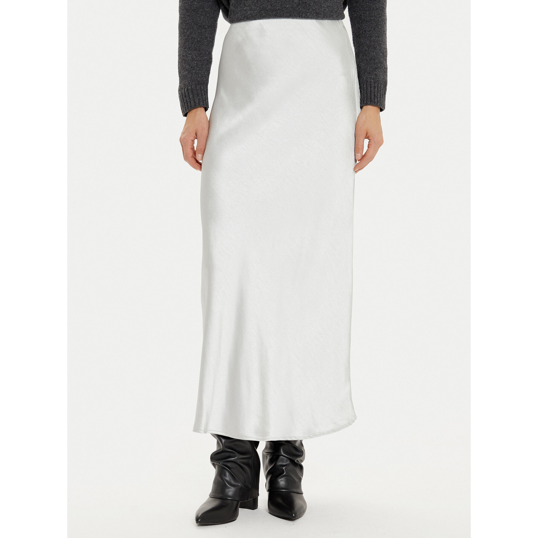 Vila Spódnica midi Lisa 14104074 Szary Slim Fit