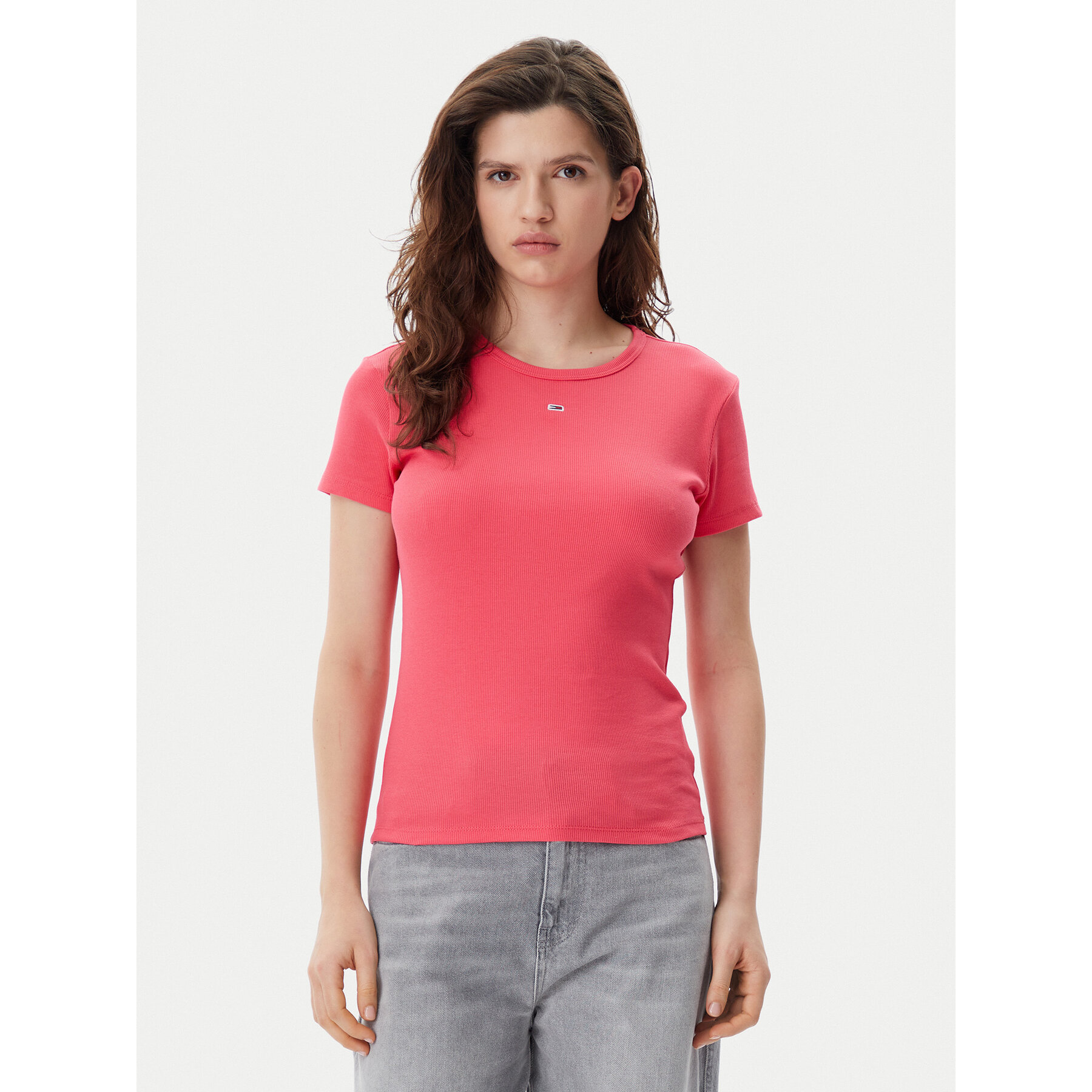 Tommy Jeans T-Shirt Essential DW0DW17383 Różowy Slim Fit