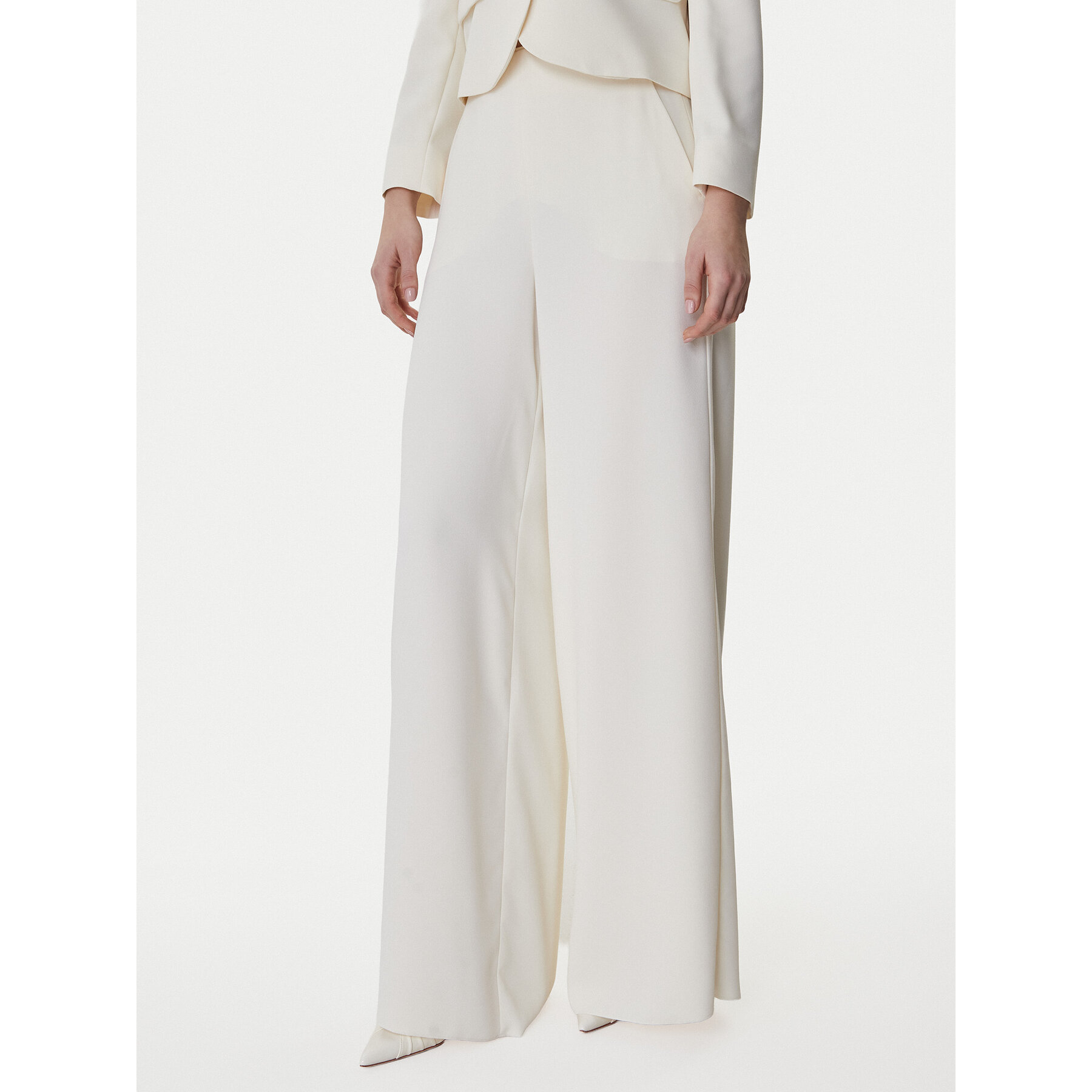 Marella Spodnie palazzo Campo 2613131043 Écru Wide Leg