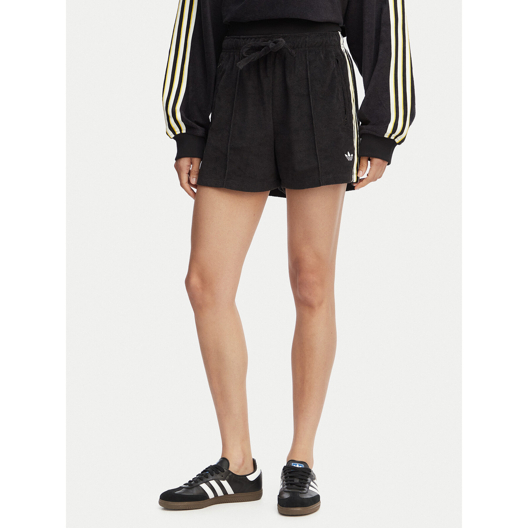adidas Szorty sportowe Terry Towel Firebird KD1398 Czarny Loose Fit