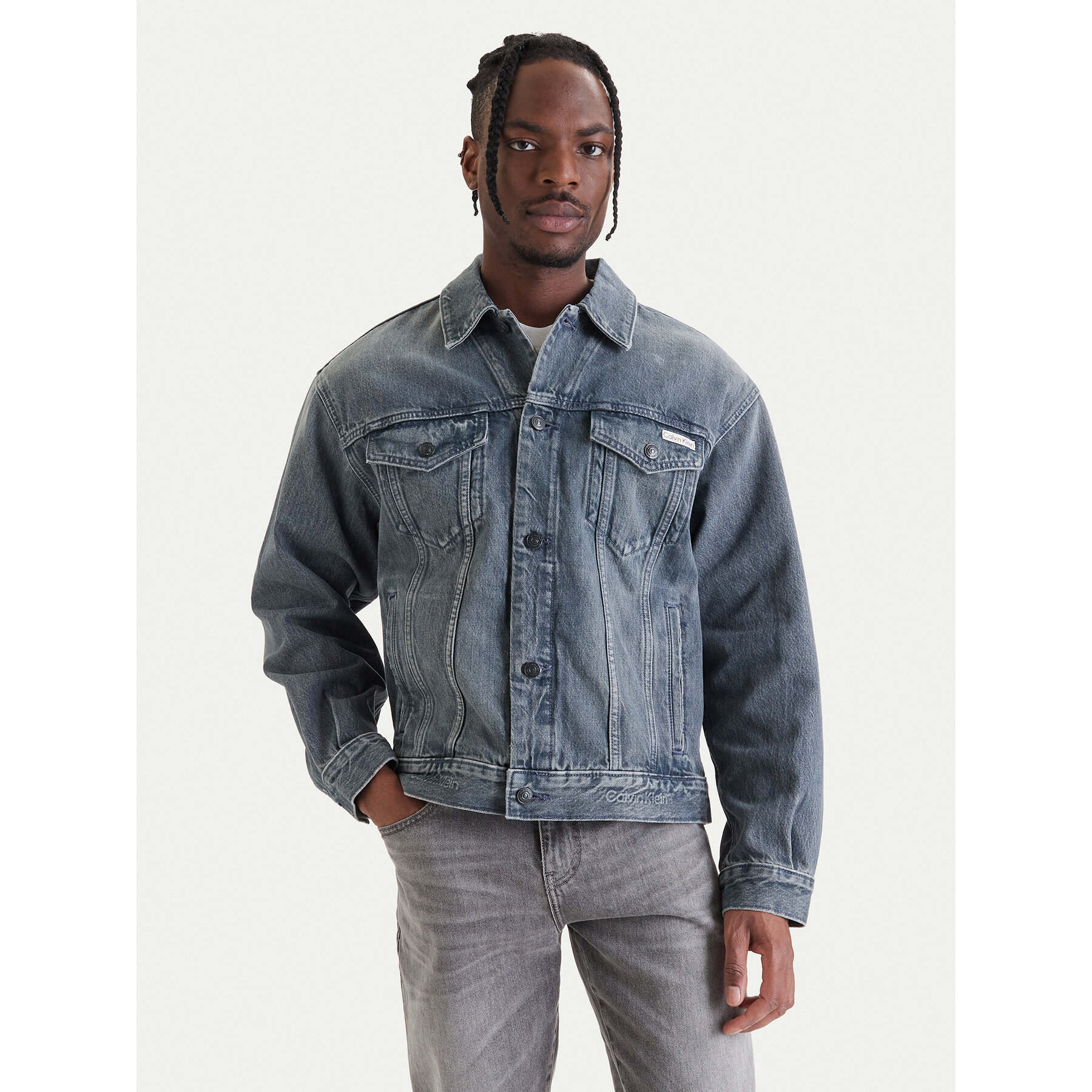 Calvin Klein Jeans Kurtka jeansowa 90s LV04RF723G Szary Regular Fit