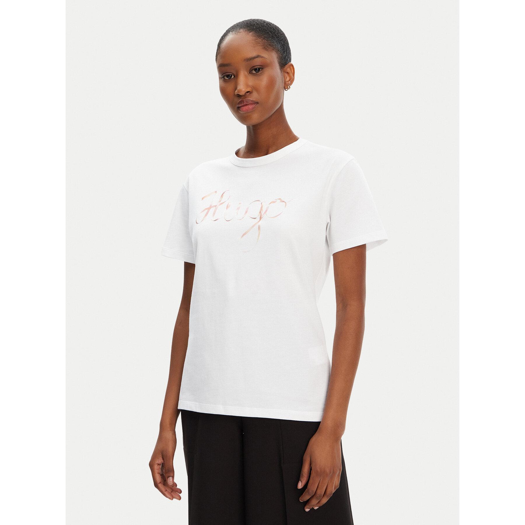 HUGO T-Shirt Damacia_5 50544868 Biały Regular Fit