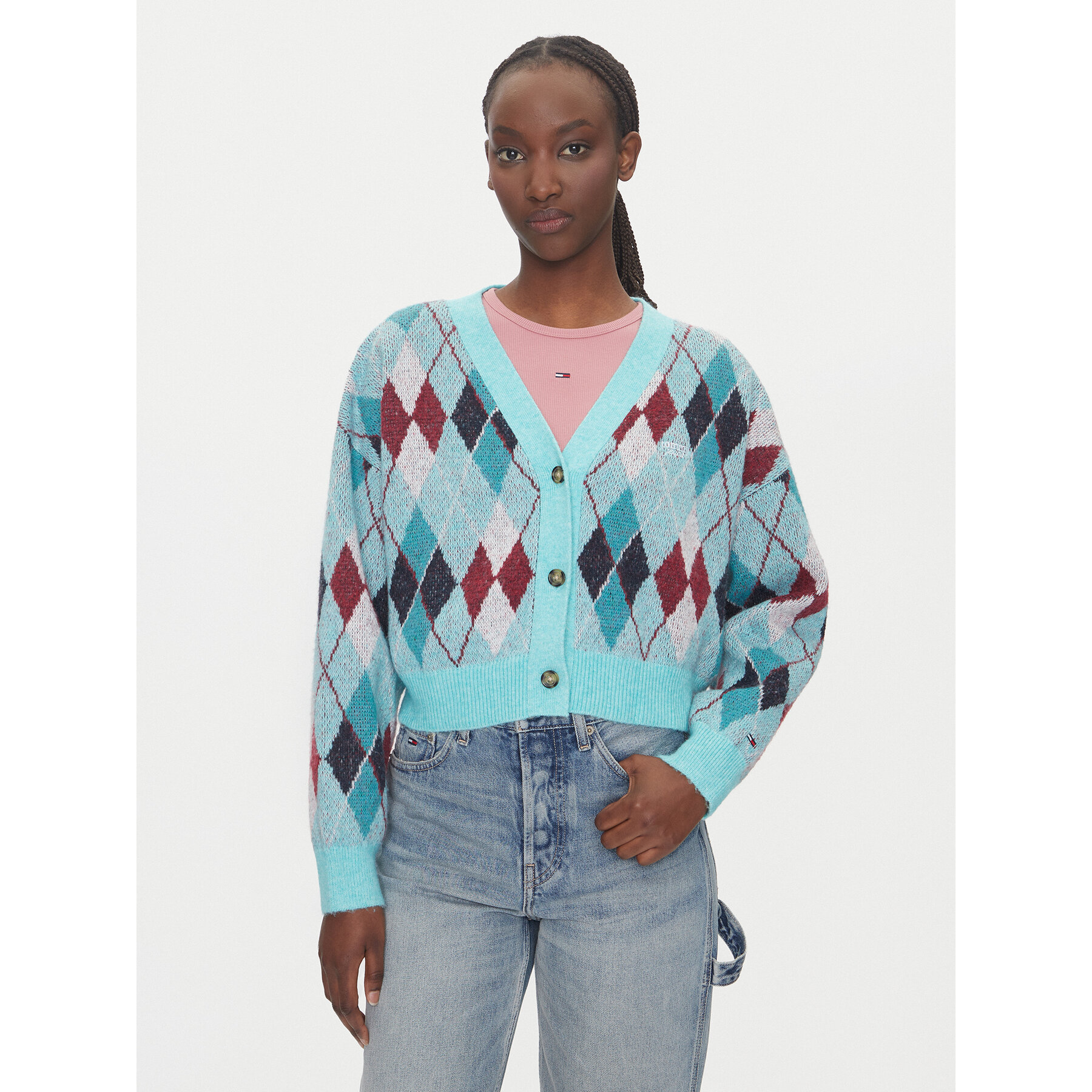 Tommy Jeans Kardigan DW0DW21180 Zielony Relaxed Fit