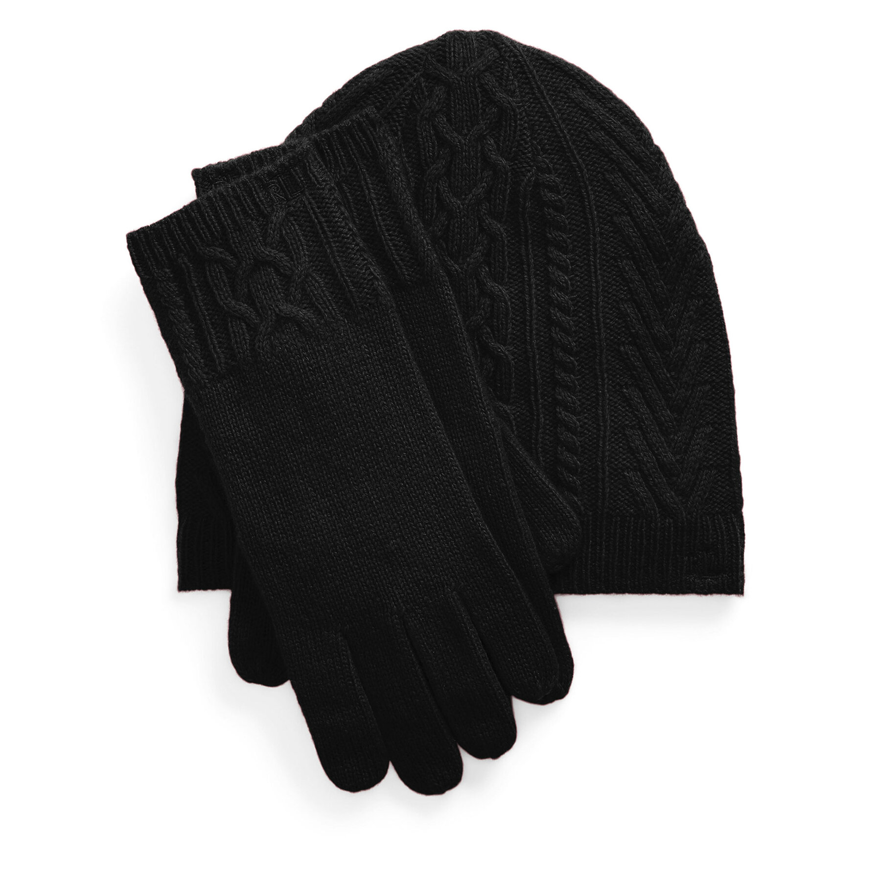 LAUREN RALPH LAUREN Zestaw czapka, szalik i rękawiczki 454960056002 Czarny