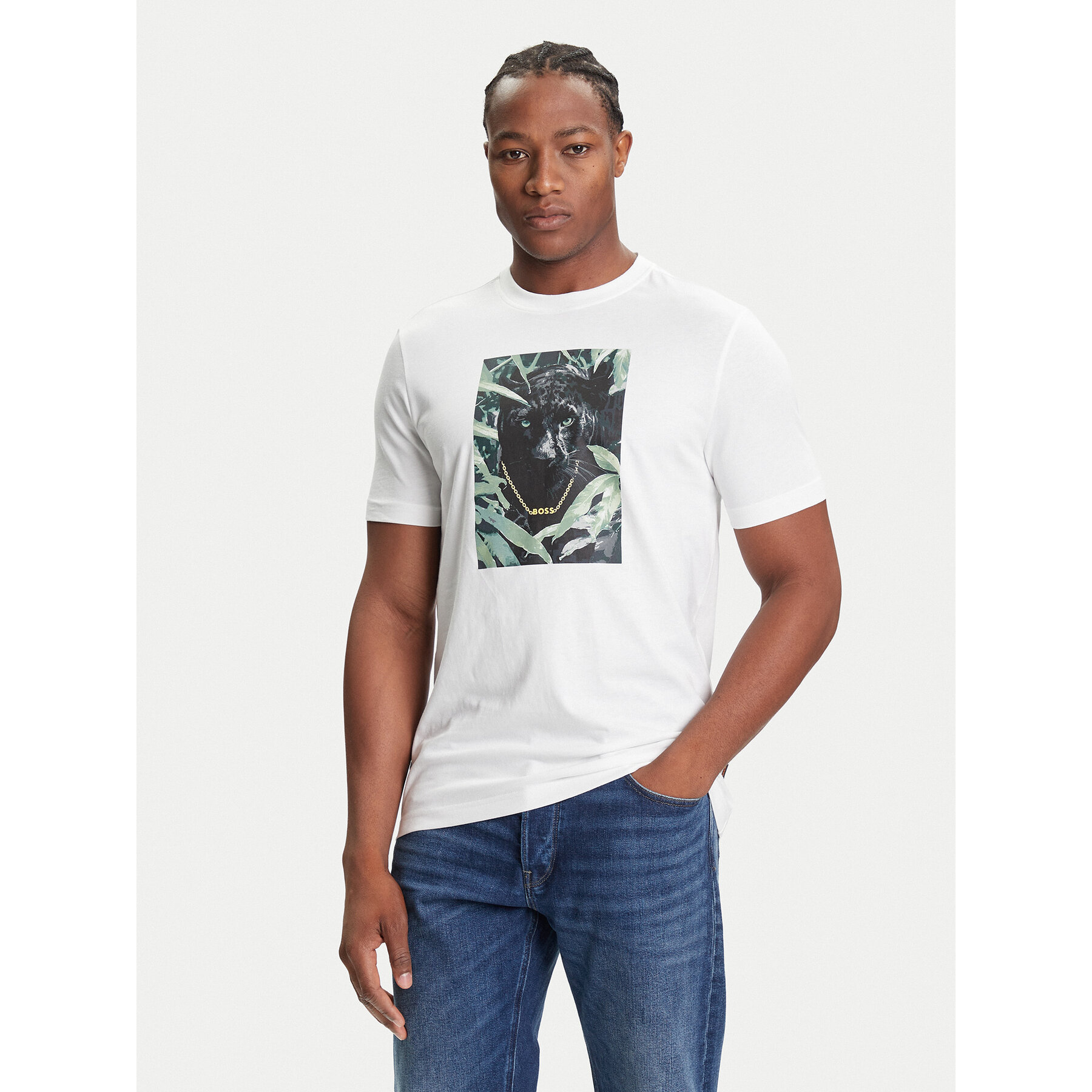 BOSS T-Shirt Te_Animali 50546362 Biały Regular Fit