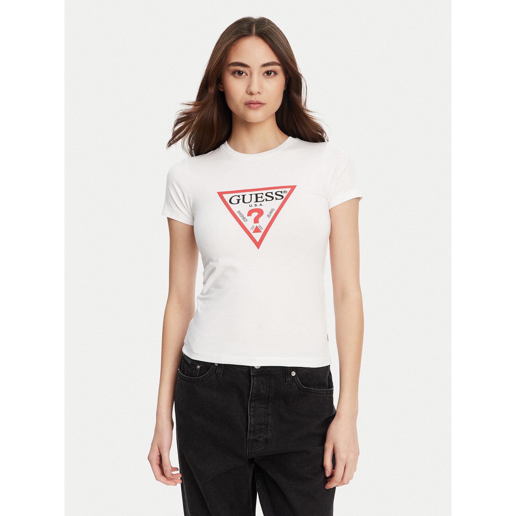 Guess Jeans T-Shirt W4YI04 J1314 Biały Regular Fit