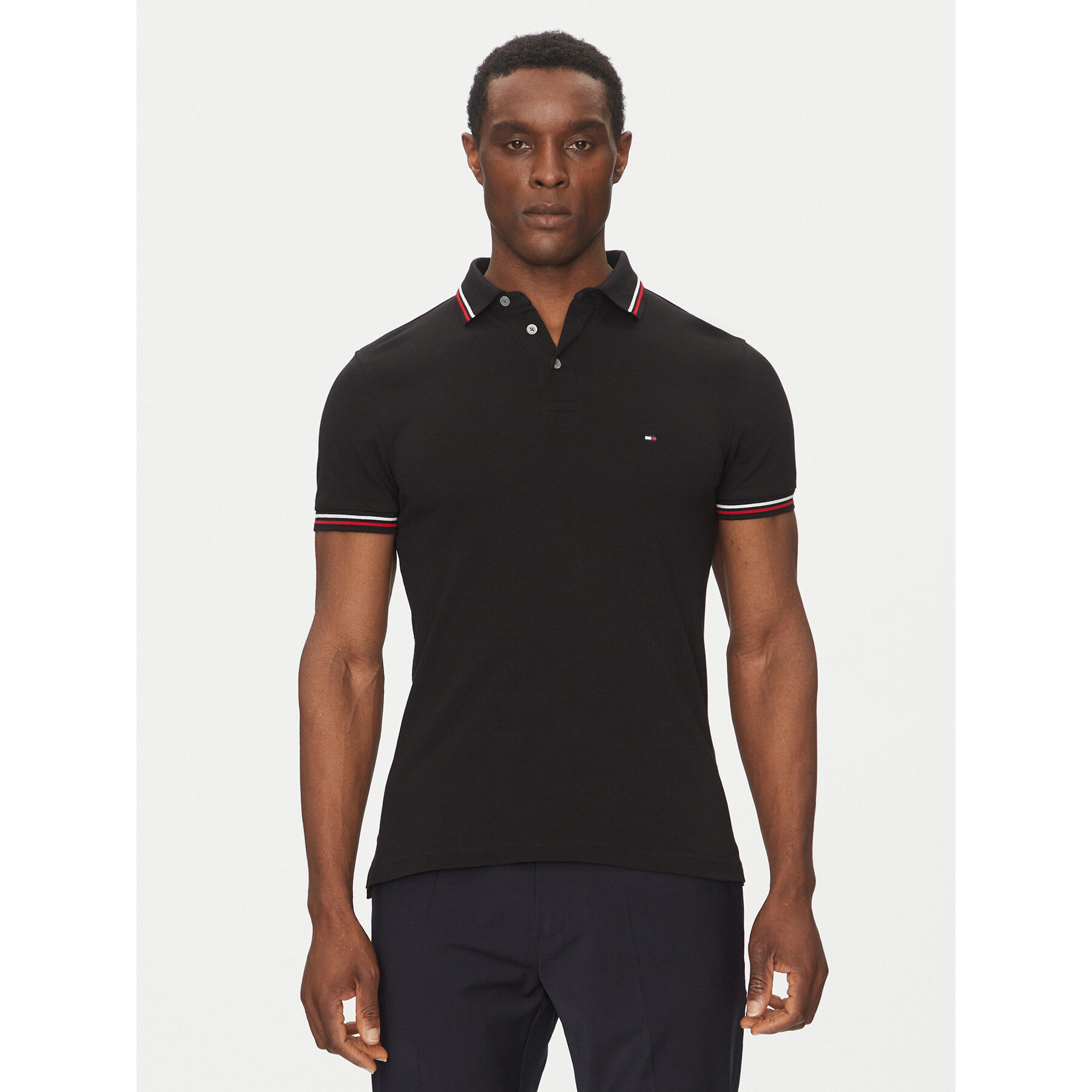 Tommy Hilfiger Polo Tipped MW0MW37346 Czarny Slim Fit