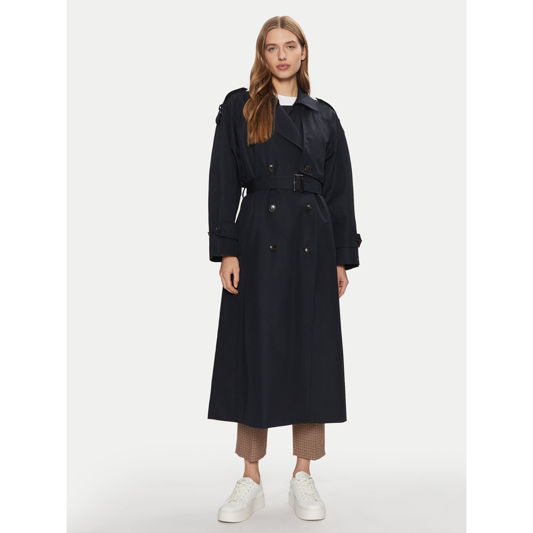 Tommy Hilfiger Trencz WW0WW45918 Granatowy Oversize