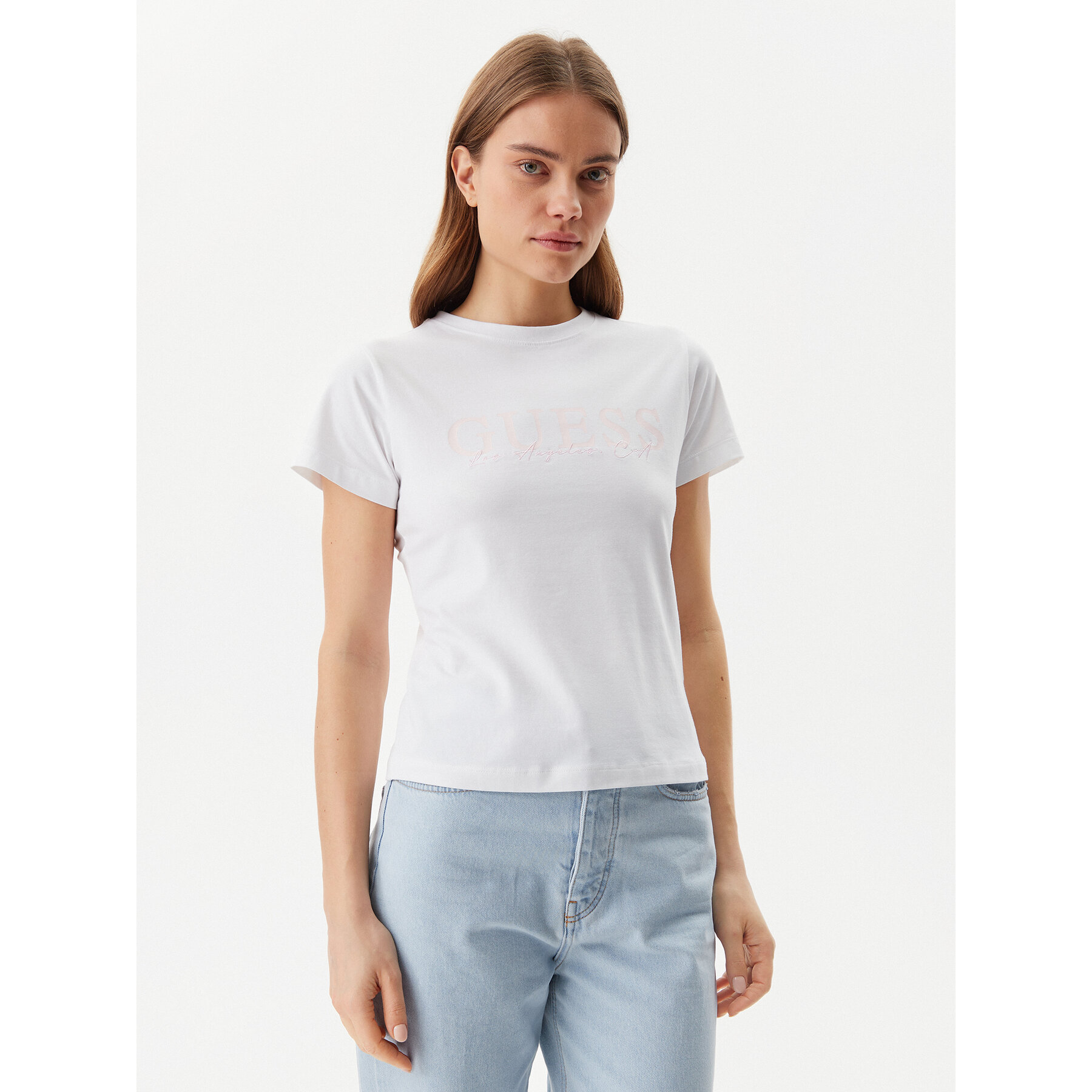 Guess T-Shirt V5GI15 J1314 Biały Slim Fit