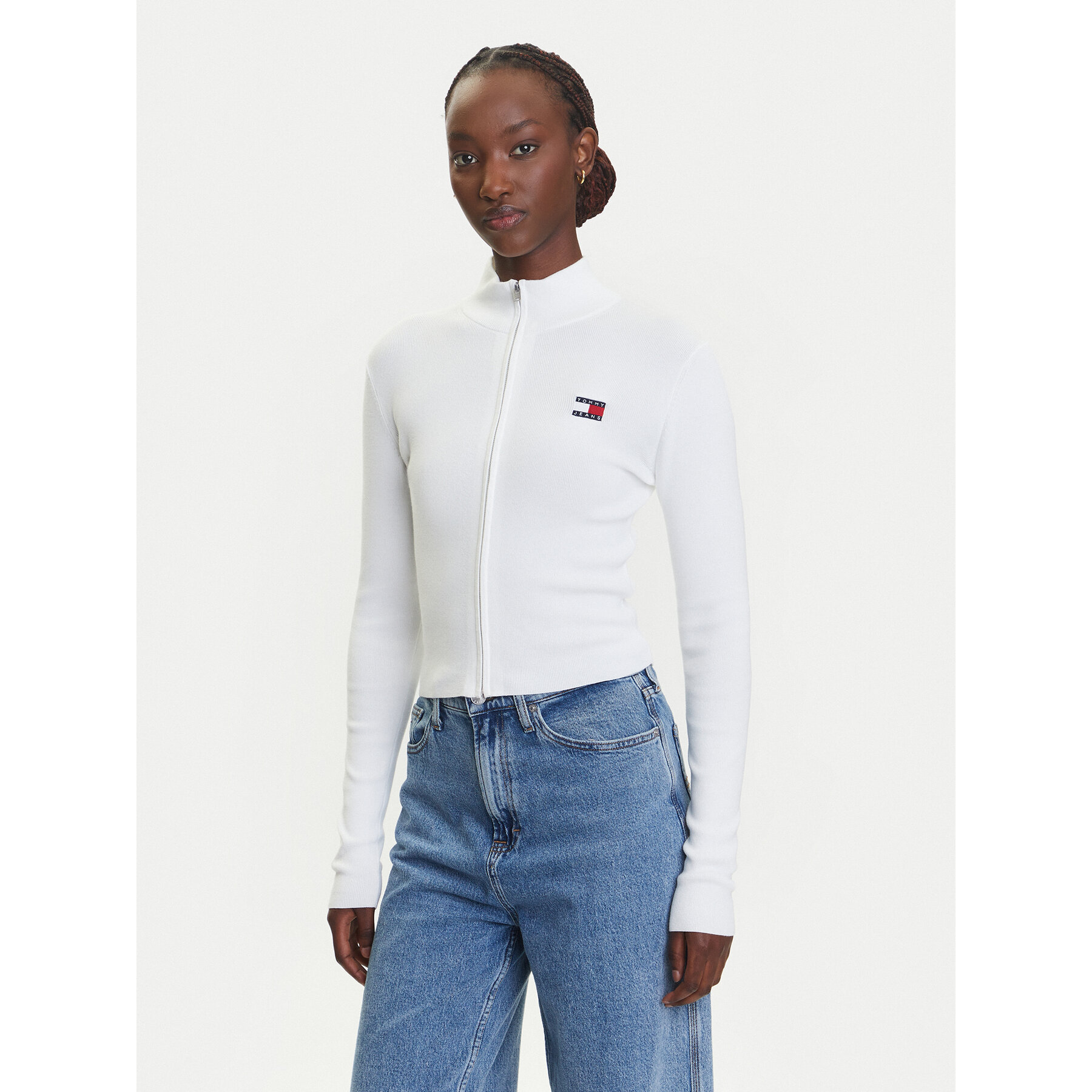 Tommy Jeans Kardigan DW0DW20967 Biały Slim Fit