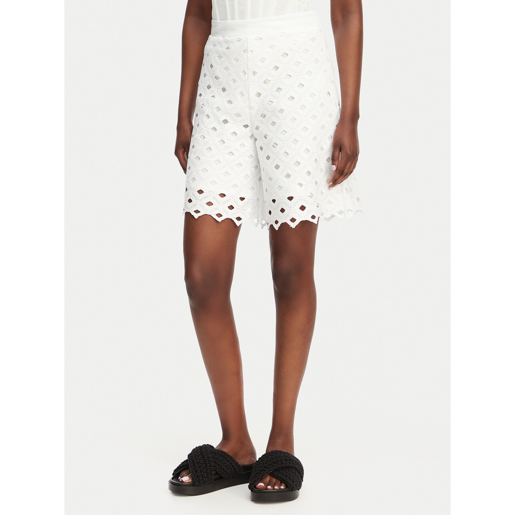 Max Mara Beachwear Szorty materiałowe Bchuguale 2616781039 Biały Regular Fit